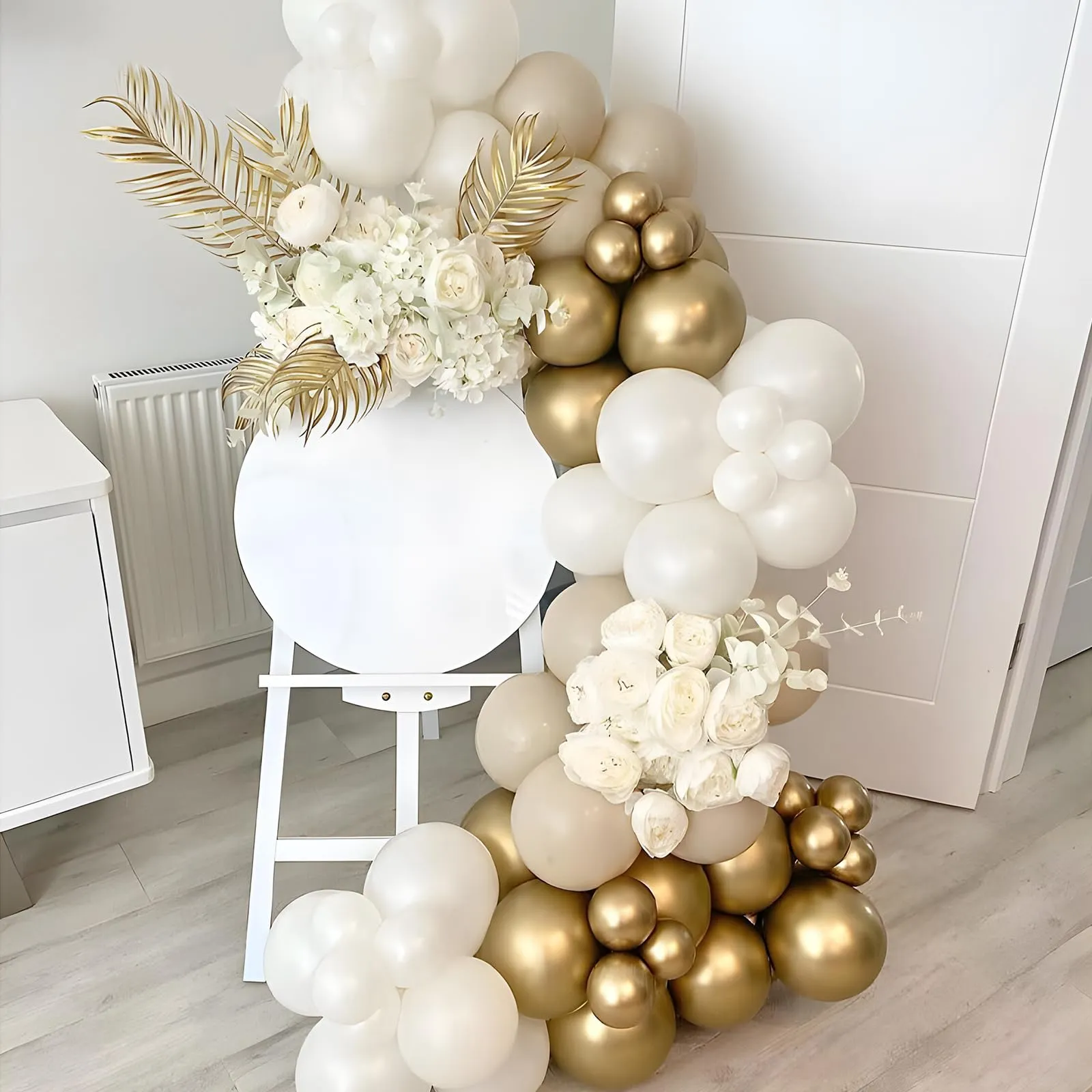 Balloon Garland Kit Arco Palloncini Sabbia Bianco Oro, 111 pezzi - immagine 6