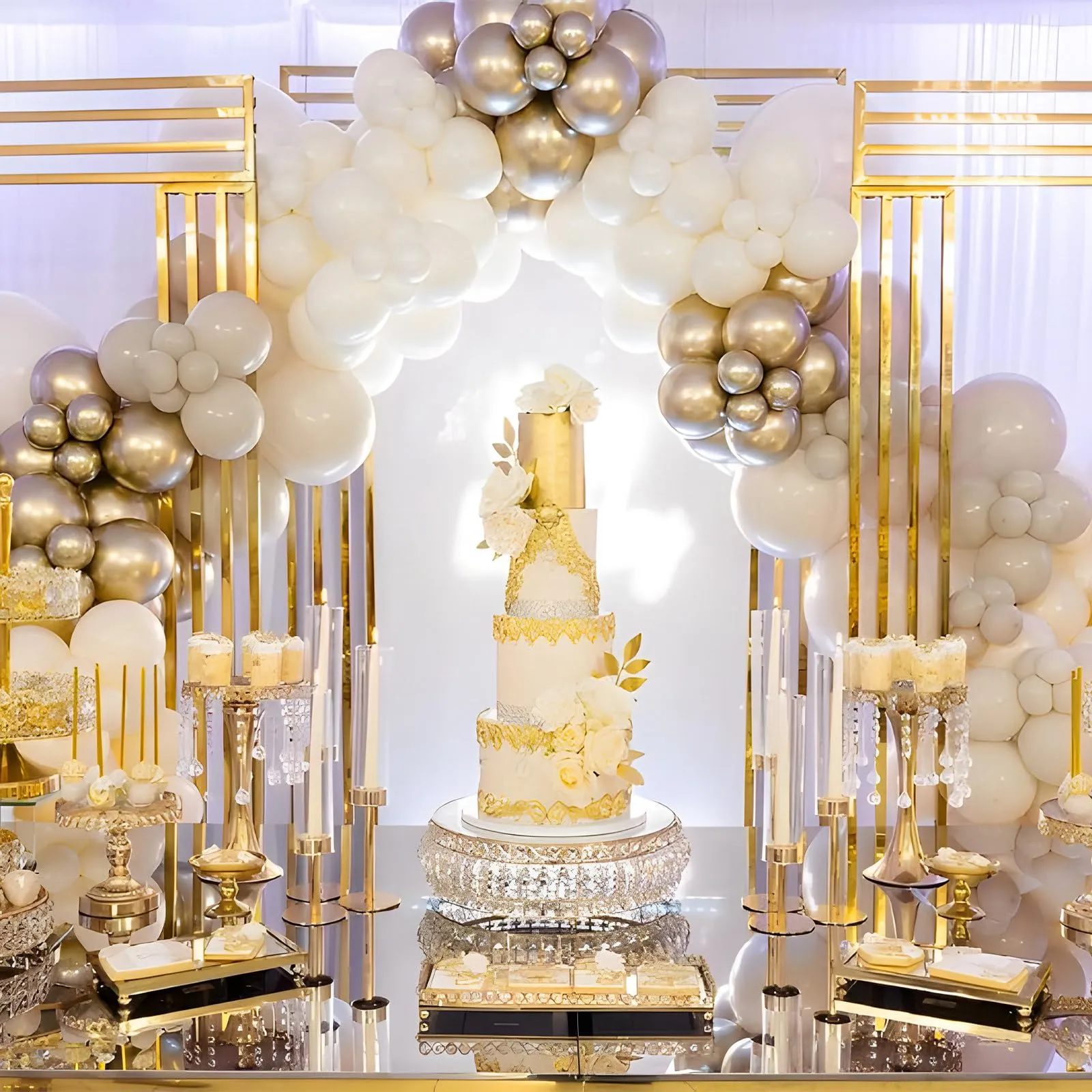 Balloon Garland Kit Arco Palloncini Sabbia Bianco Oro, 111 pezzi - immagine 7
