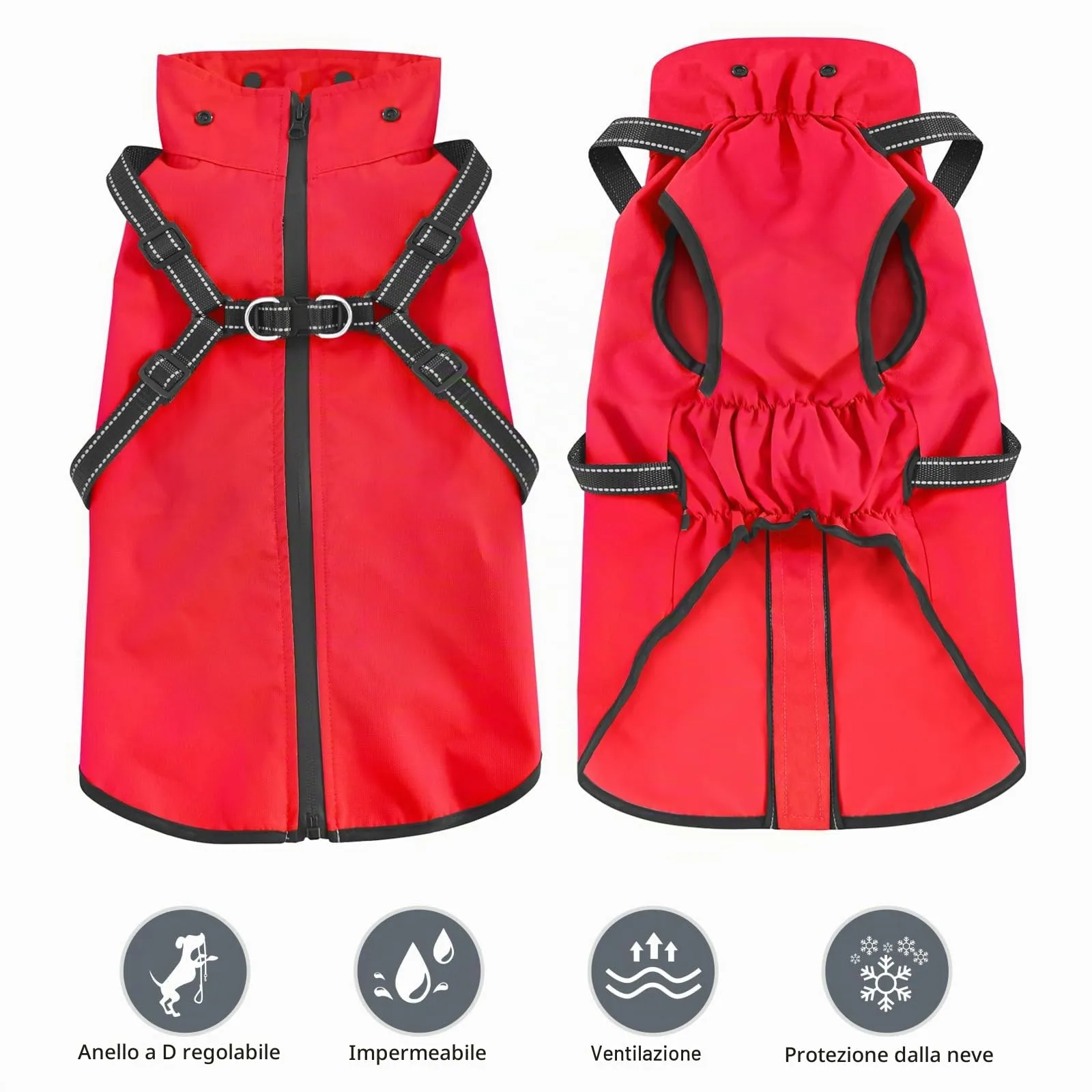 Mosucoirl Impermeabile per cani con cappuccio, Rosso, Taglia M - immagine 7