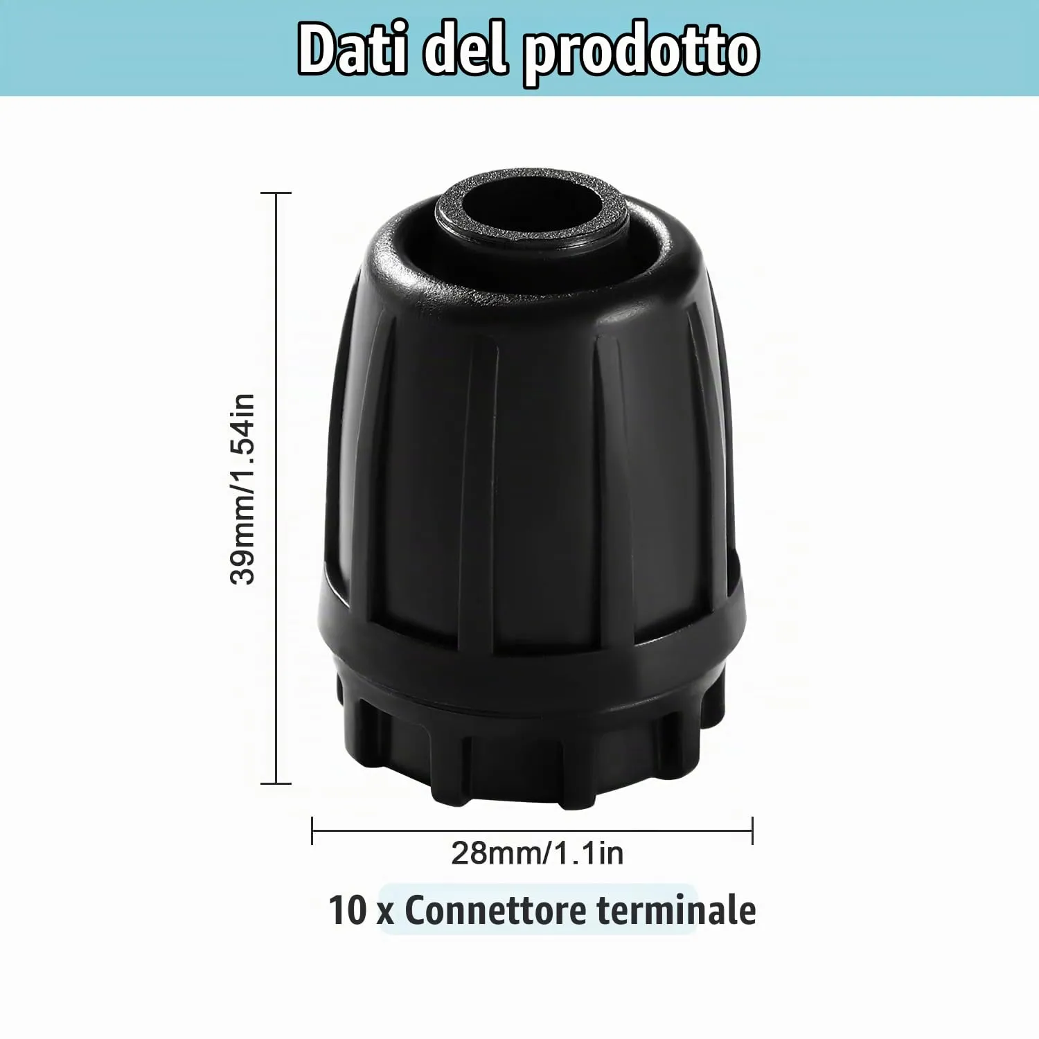 VooGenzek Raccordi per Irrigazione a Goccia 16mm, Adattatori a Terminali e Connettori Spinati, Nero, 10 Pezzi - immagine 2