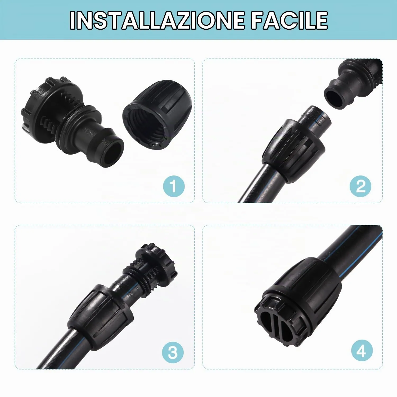 VooGenzek Raccordi per Irrigazione a Goccia 16mm, Adattatori a Terminali e Connettori Spinati, Nero, 10 Pezzi - immagine 4