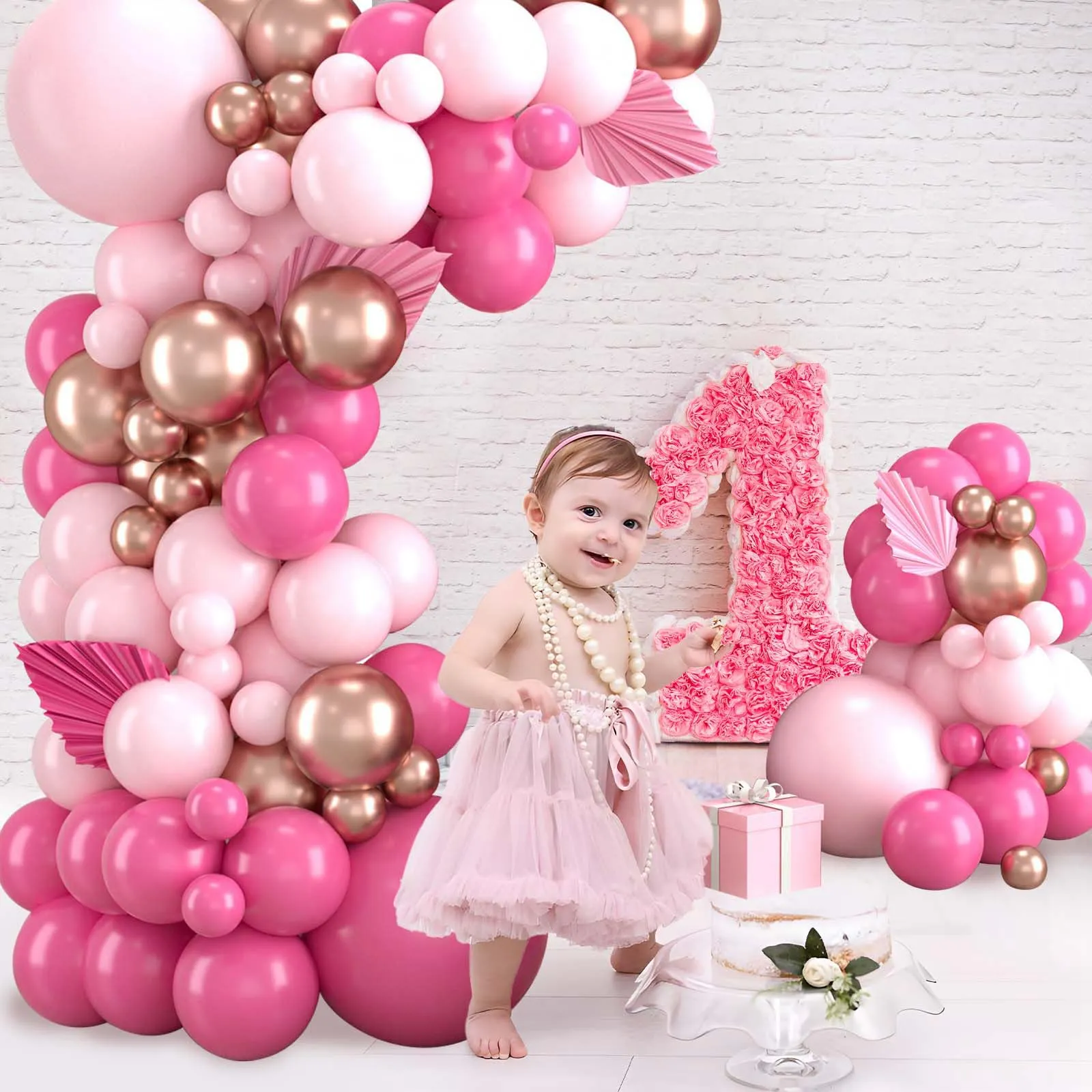 Balloon Garland Kit Arco Palloncini Oro Rosa e Rosa Macaron, 110 Pezzi - immagine 6