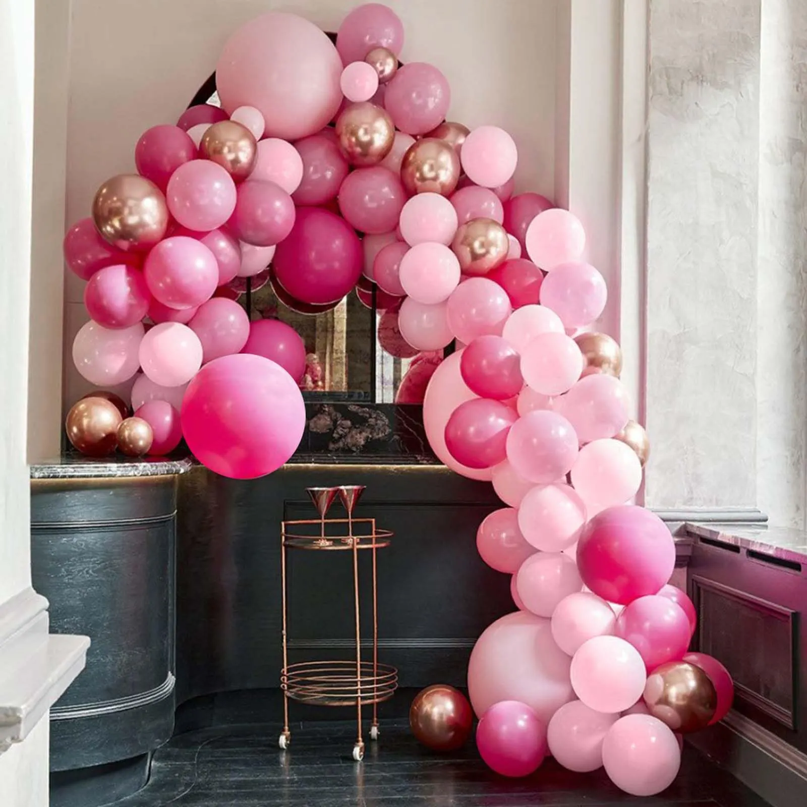 Balloon Garland Kit Arco Palloncini Oro Rosa e Rosa Macaron, 110 Pezzi - immagine 8