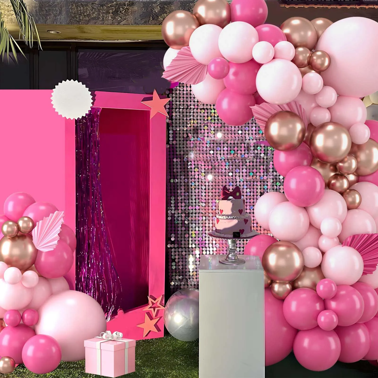Balloon Garland Kit Arco Palloncini Oro Rosa e Rosa Macaron, 110 Pezzi - immagine 9