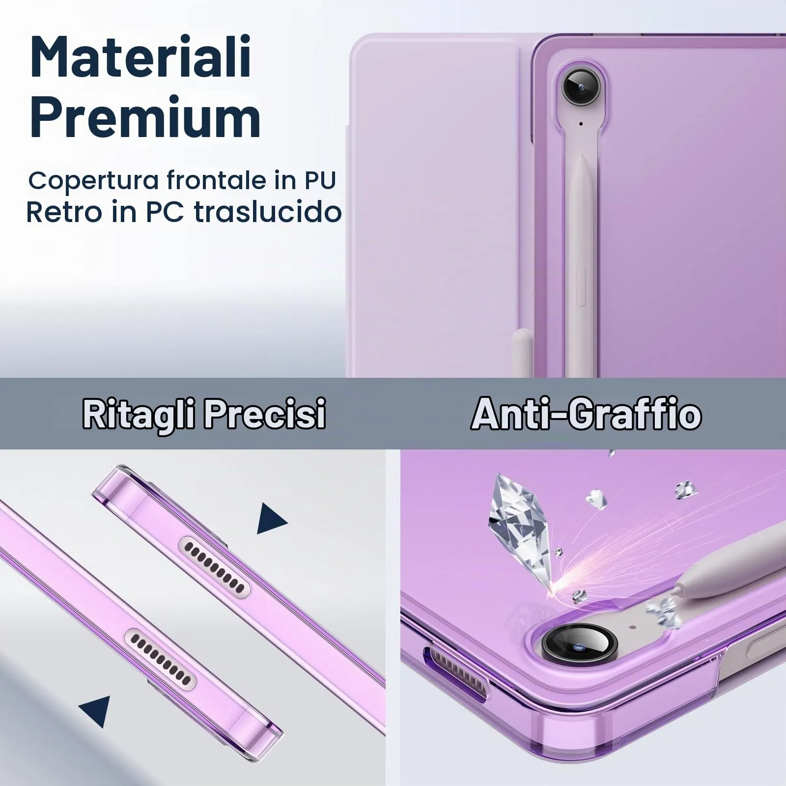 JETech Custodia per Samsung Galaxy Tab S10 Lite / S10 FE / S9 FE 10,9", Lavender - immagine 3