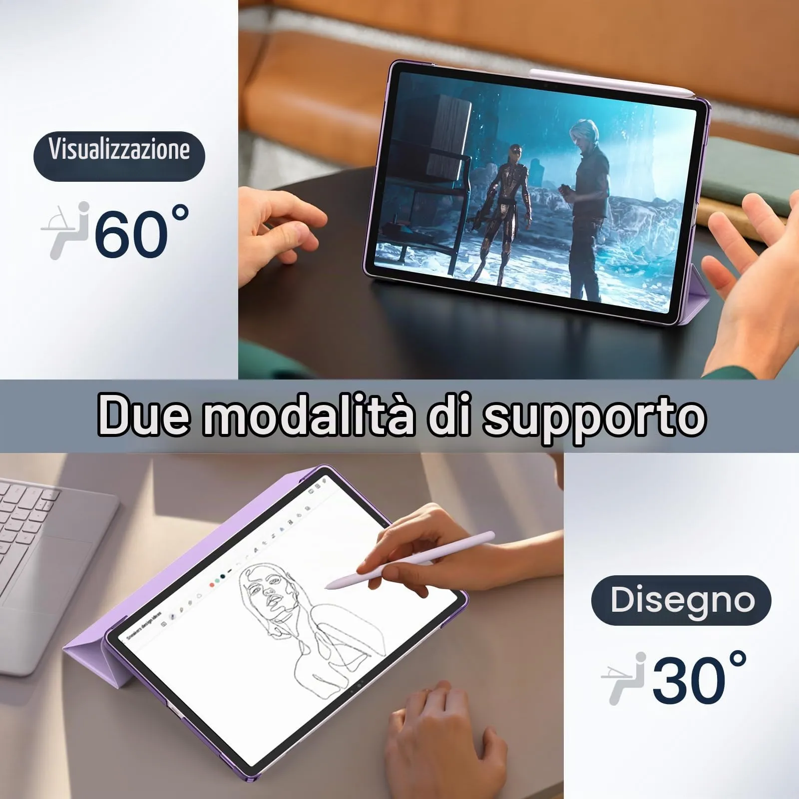 JETech Custodia per Samsung Galaxy Tab S10 Lite / S10 FE / S9 FE 10,9", Lavender - immagine 5