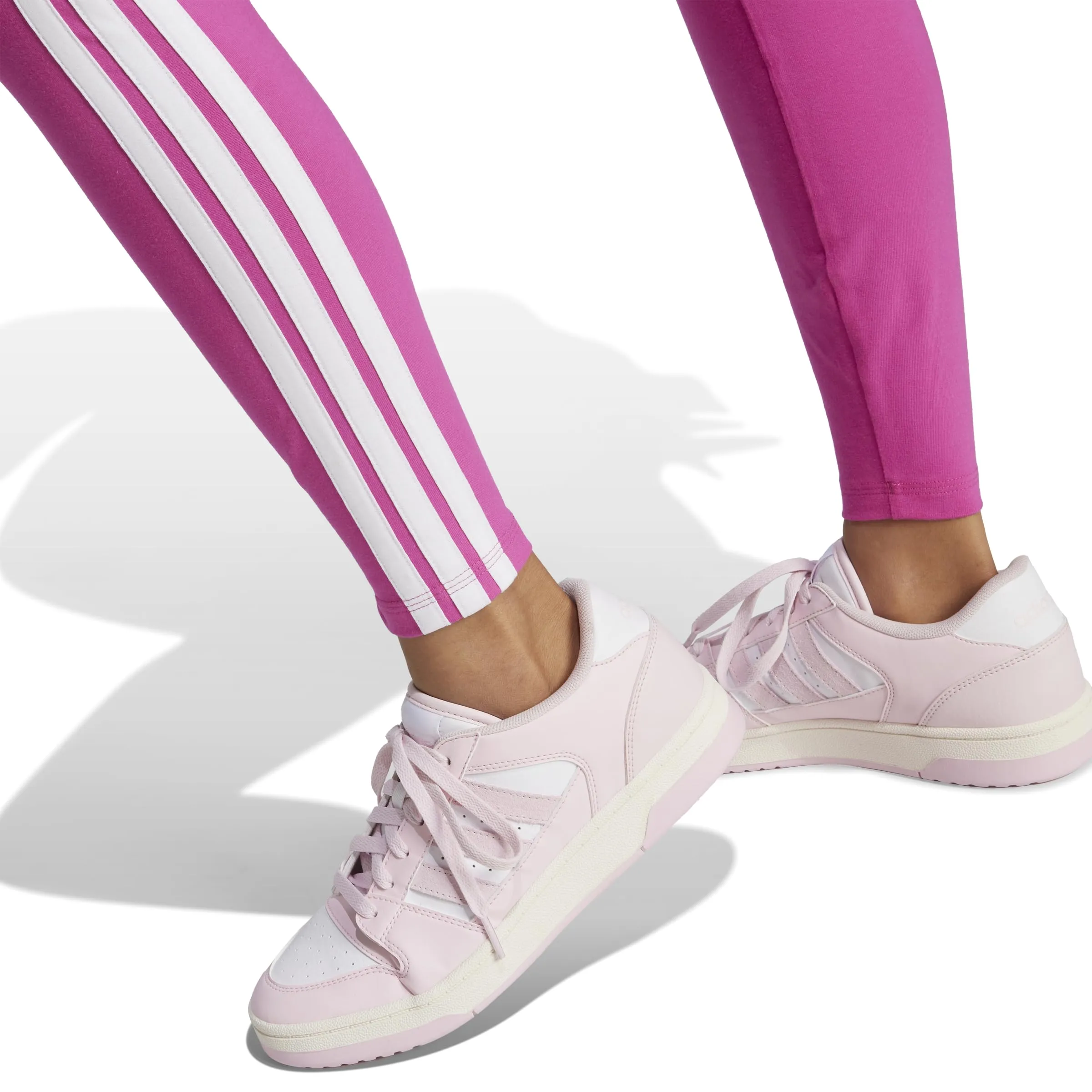 Adidas Donna Essentials 3-Stripes Cotton Leggings, Semi Lucid Fuchsia/White, XS - immagine 3