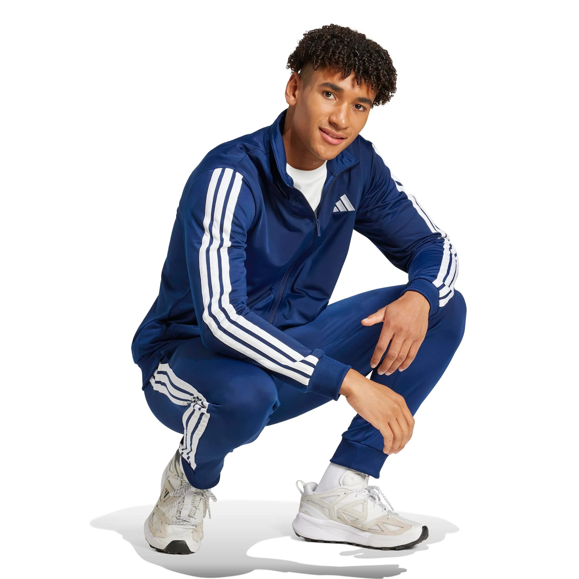 adidas Sportswear Basic 3 Stripes Tricot Track Suit, Dark Blue, L - immagine 3