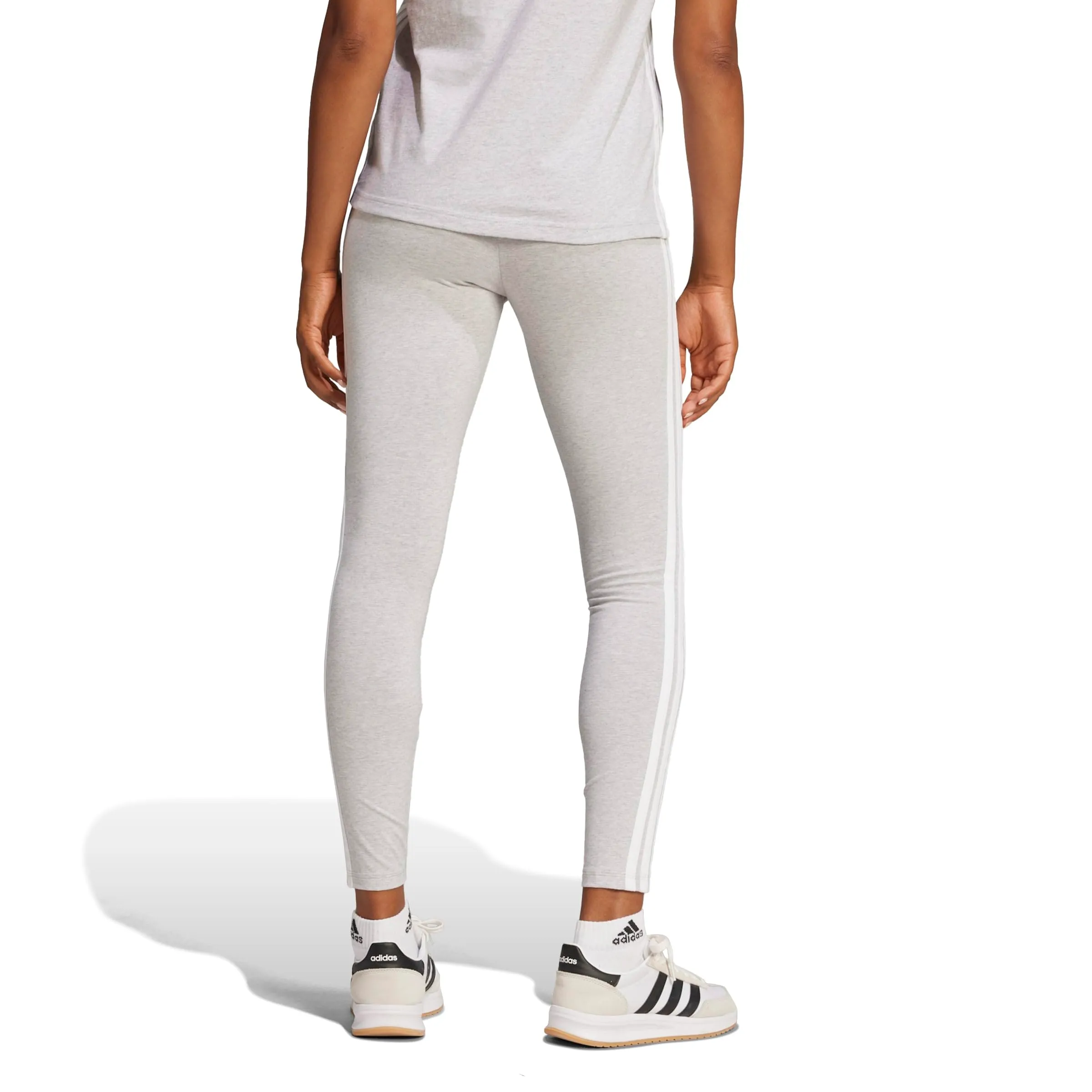adidas Women's Essentials 3-Stripes Cotton Leggings, Light Grey Heather/White, XXL - immagine 2