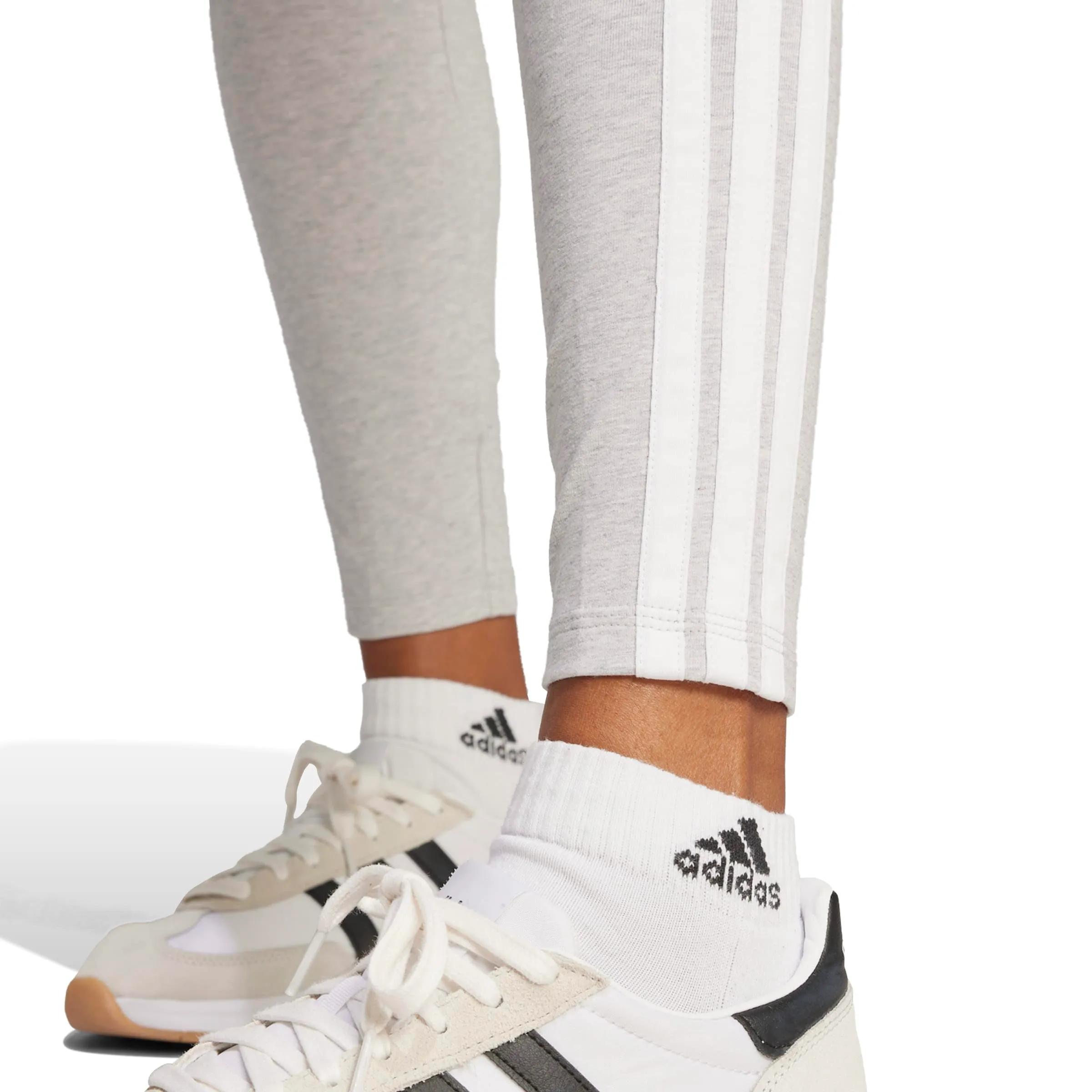 adidas Women's Essentials 3-Stripes Cotton Leggings, Light Grey Heather/White, XXL - immagine 4