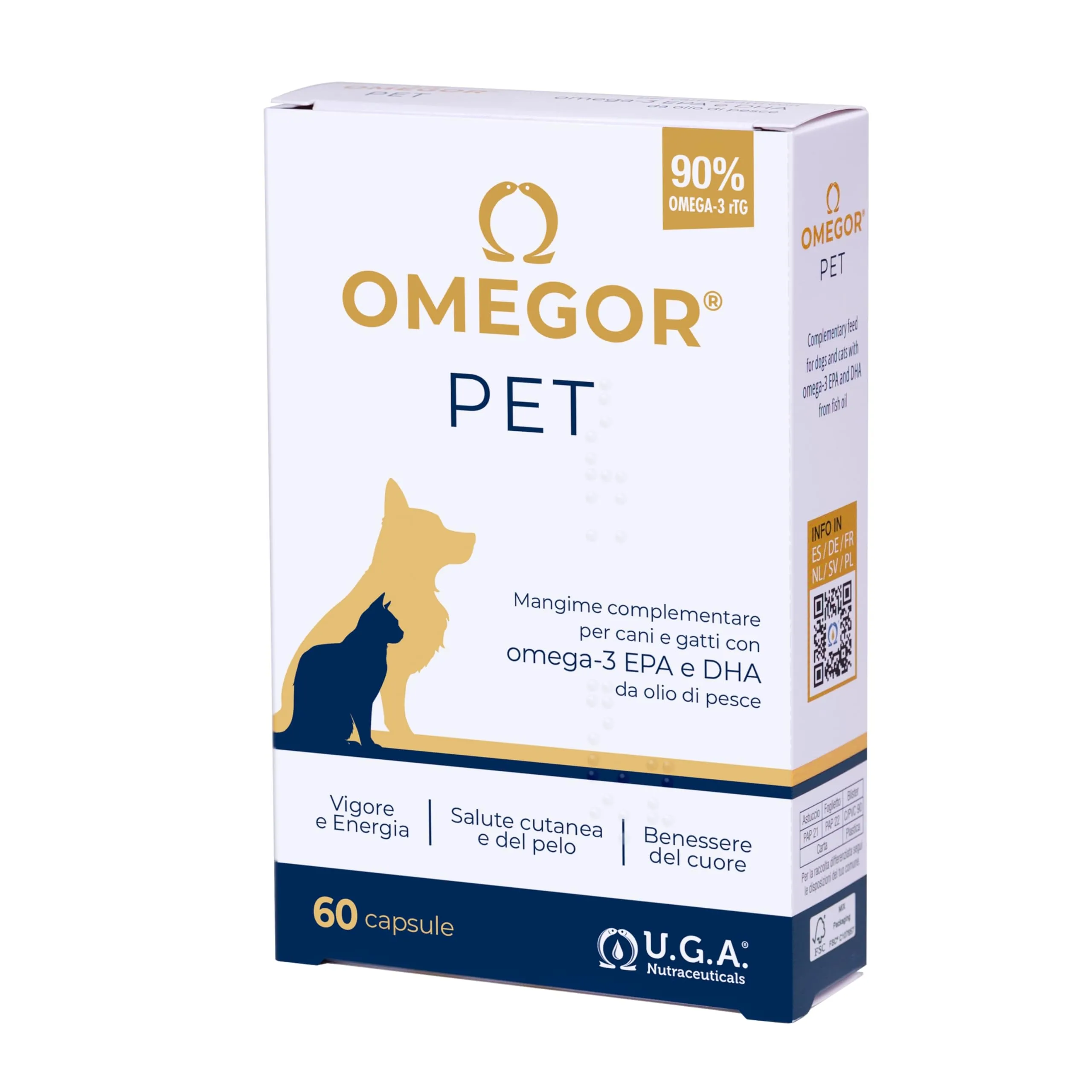 Omegor Pet Omega 3 per Cani e Gatti con EPA e DHA, 60 Capsule - immagine 1
