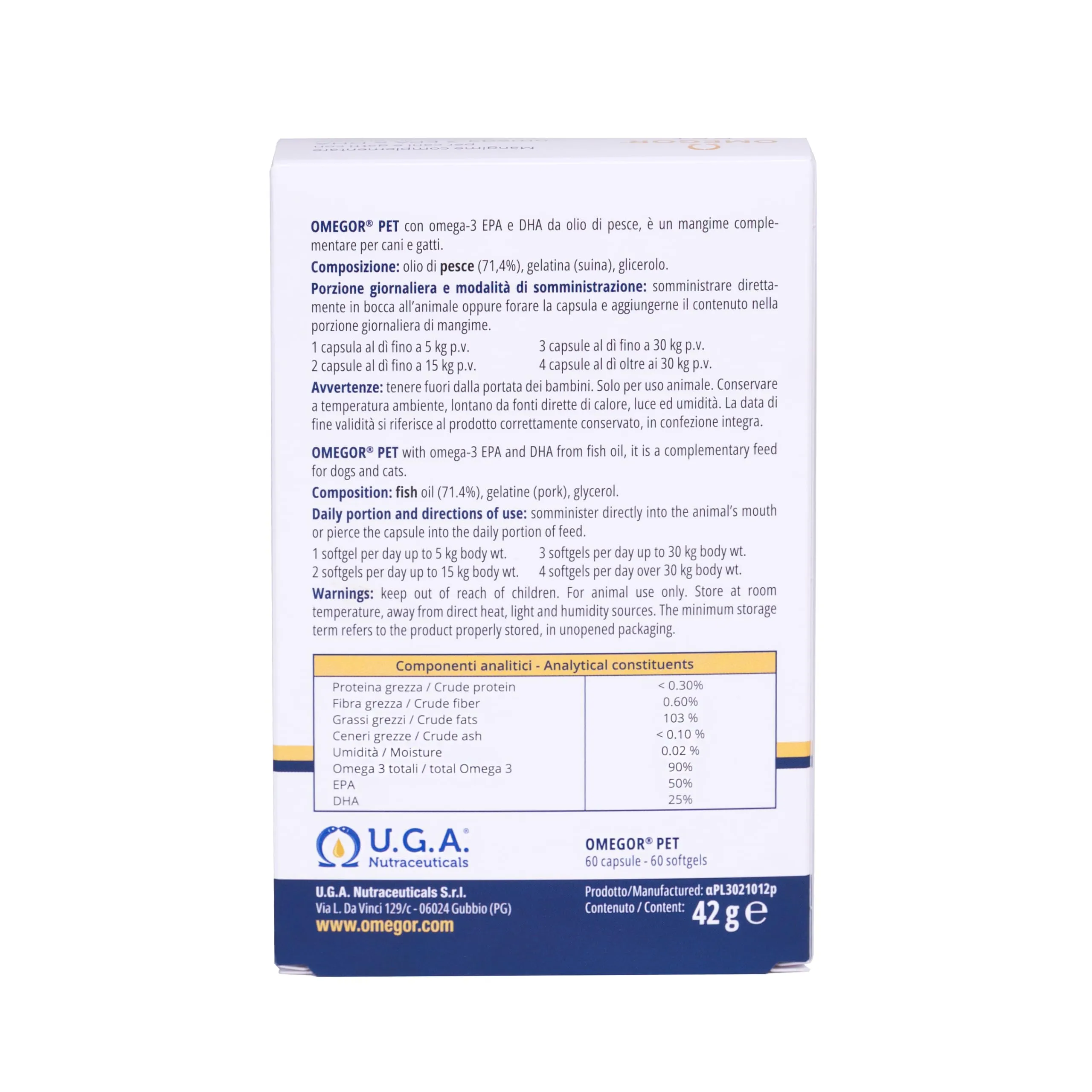 Omegor Pet Omega 3 per Cani e Gatti con EPA e DHA, 60 Capsule - immagine 2