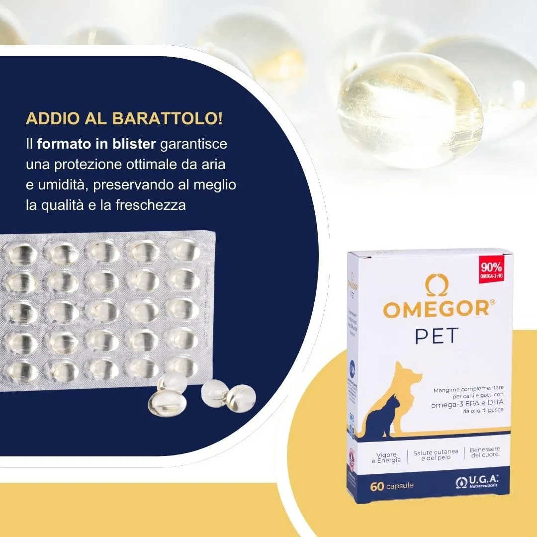 Omegor Pet Omega 3 per Cani e Gatti con EPA e DHA, 60 Capsule - immagine 5