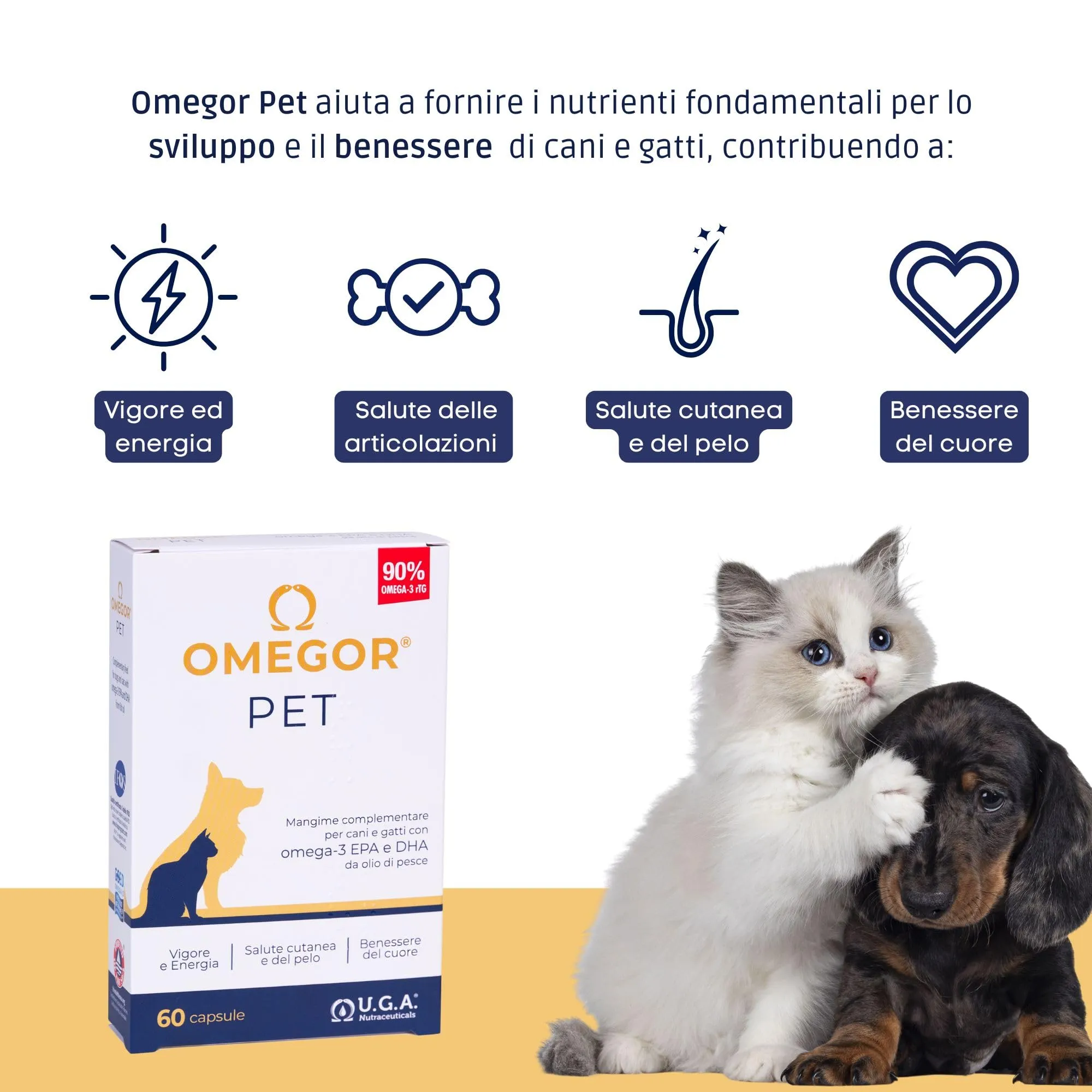 Omegor Pet Omega 3 per Cani e Gatti con EPA e DHA, 60 Capsule - immagine 8