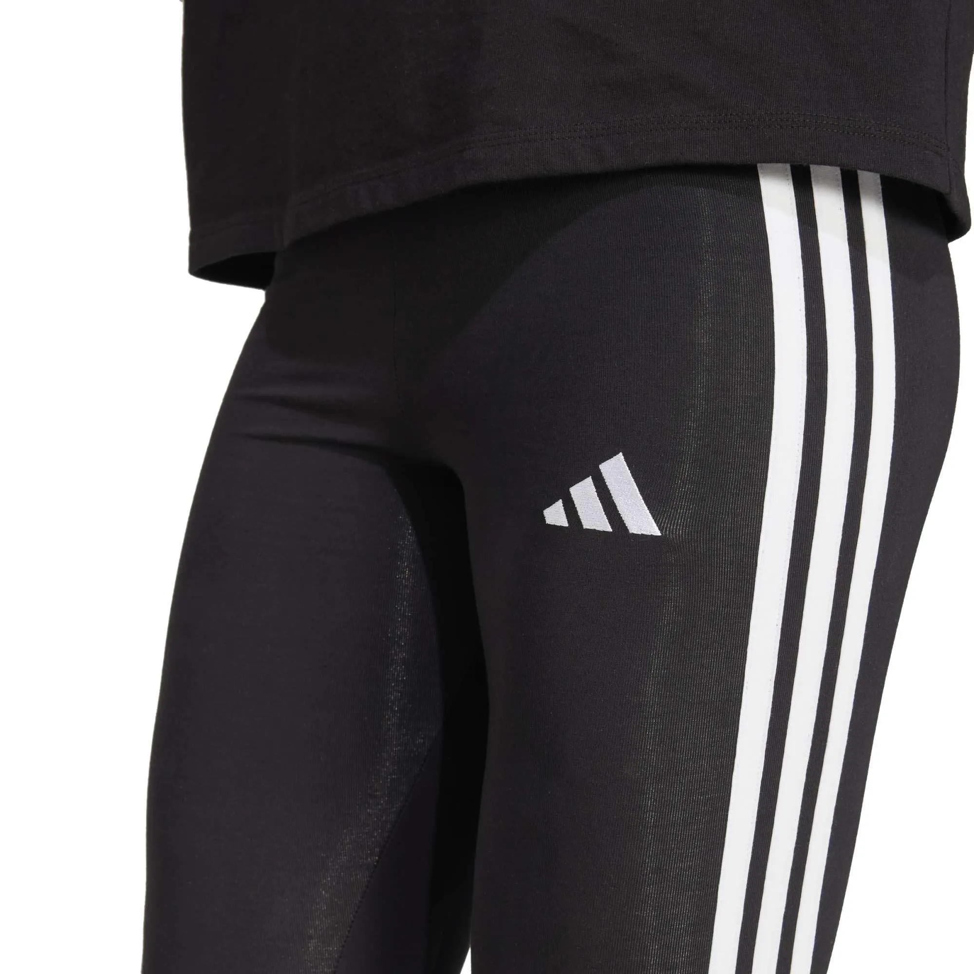 adidas Donna Essentials 3-Stripes Cotton Leggings Tights, Black/White, XS - immagine 6