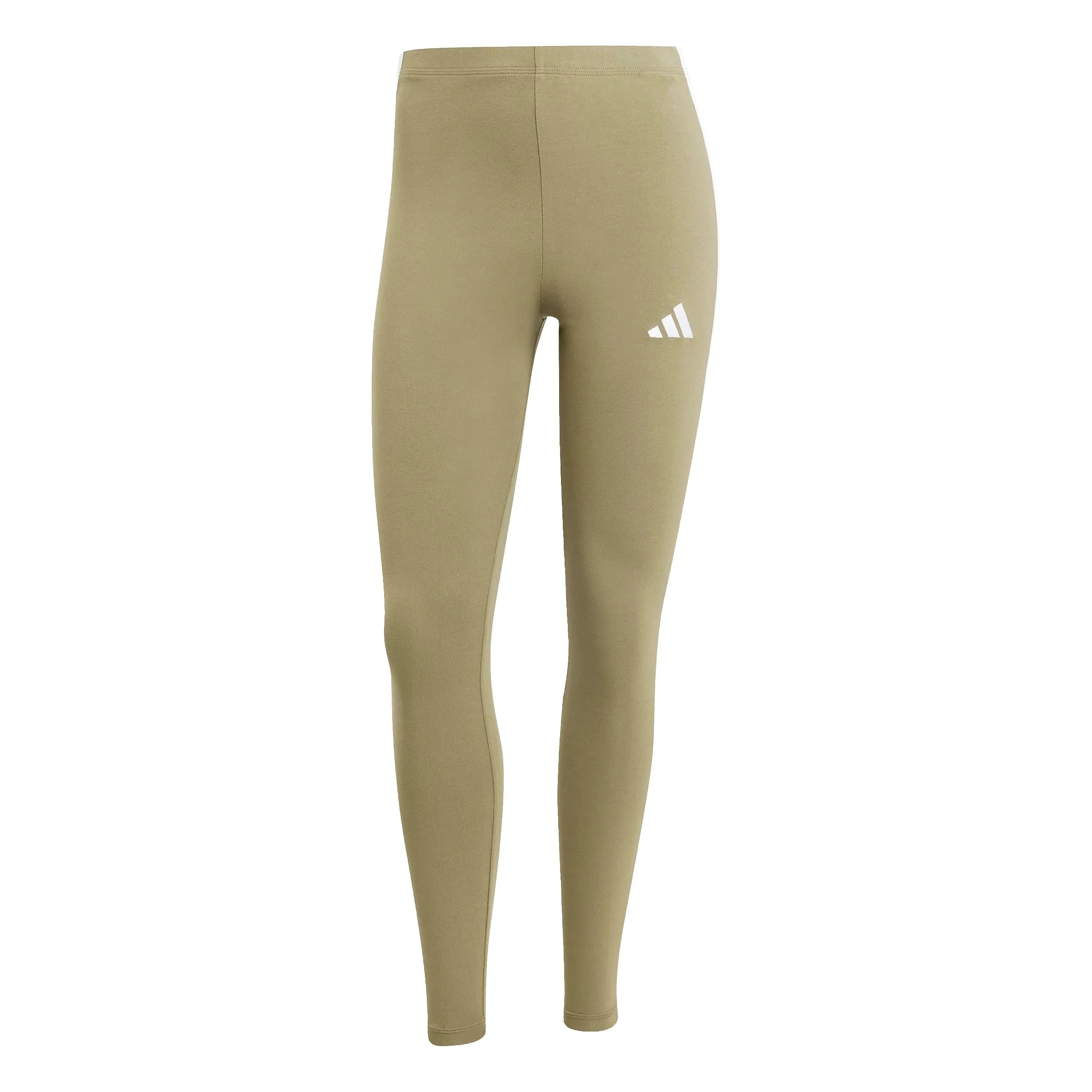 Adidas Donna Essentials 3-Stripes Cotton Leggings, Olive Strata/White, XL - immagine 1