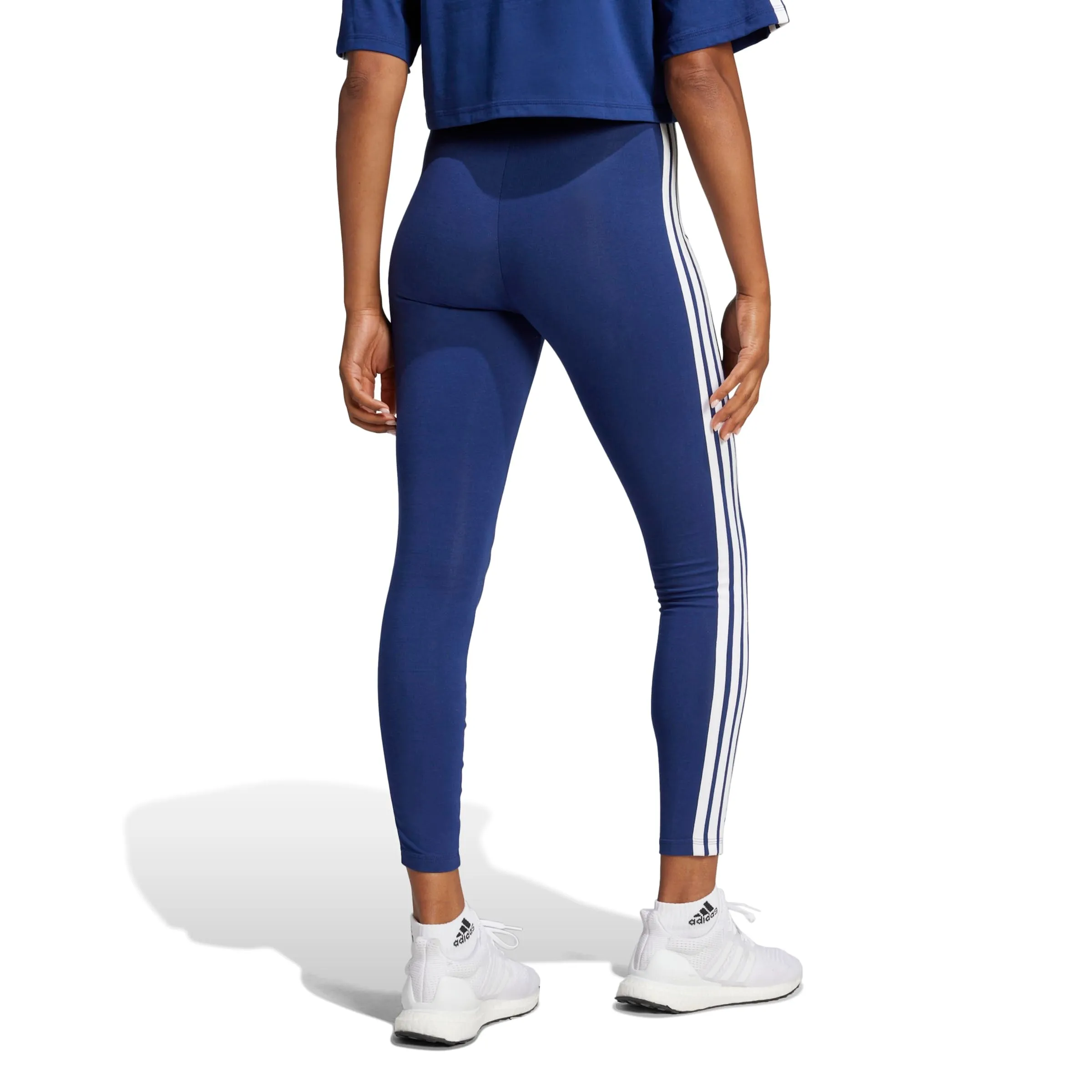 adidas Donna Essentials 3-Stripes Cotton Leggings, Dark Blue/White, XL - immagine 2