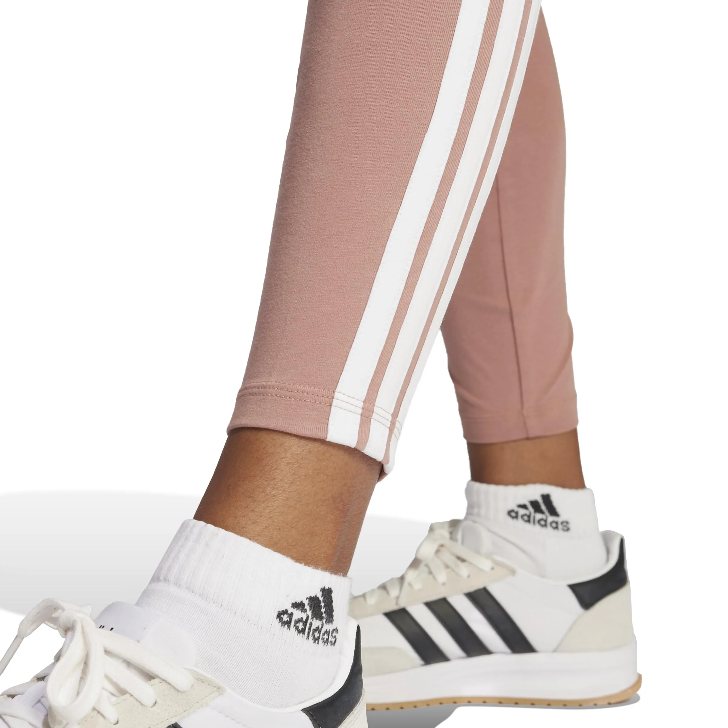 adidas Essentials 3-Stripes Cotton Leggings, Warm Clay/White, XL - immagine 3