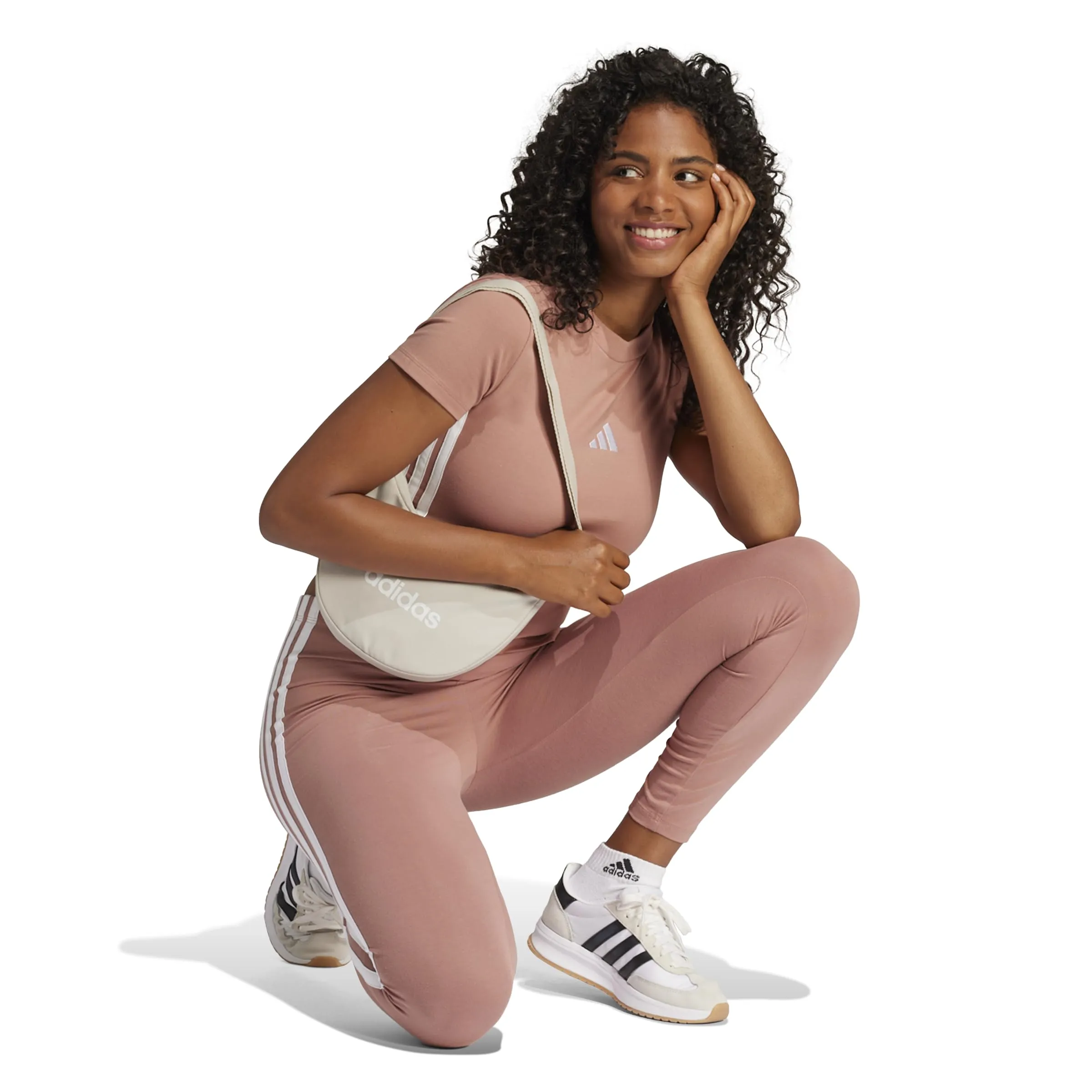 adidas Essentials 3-Stripes Cotton Leggings, Warm Clay/White, XL - immagine 4