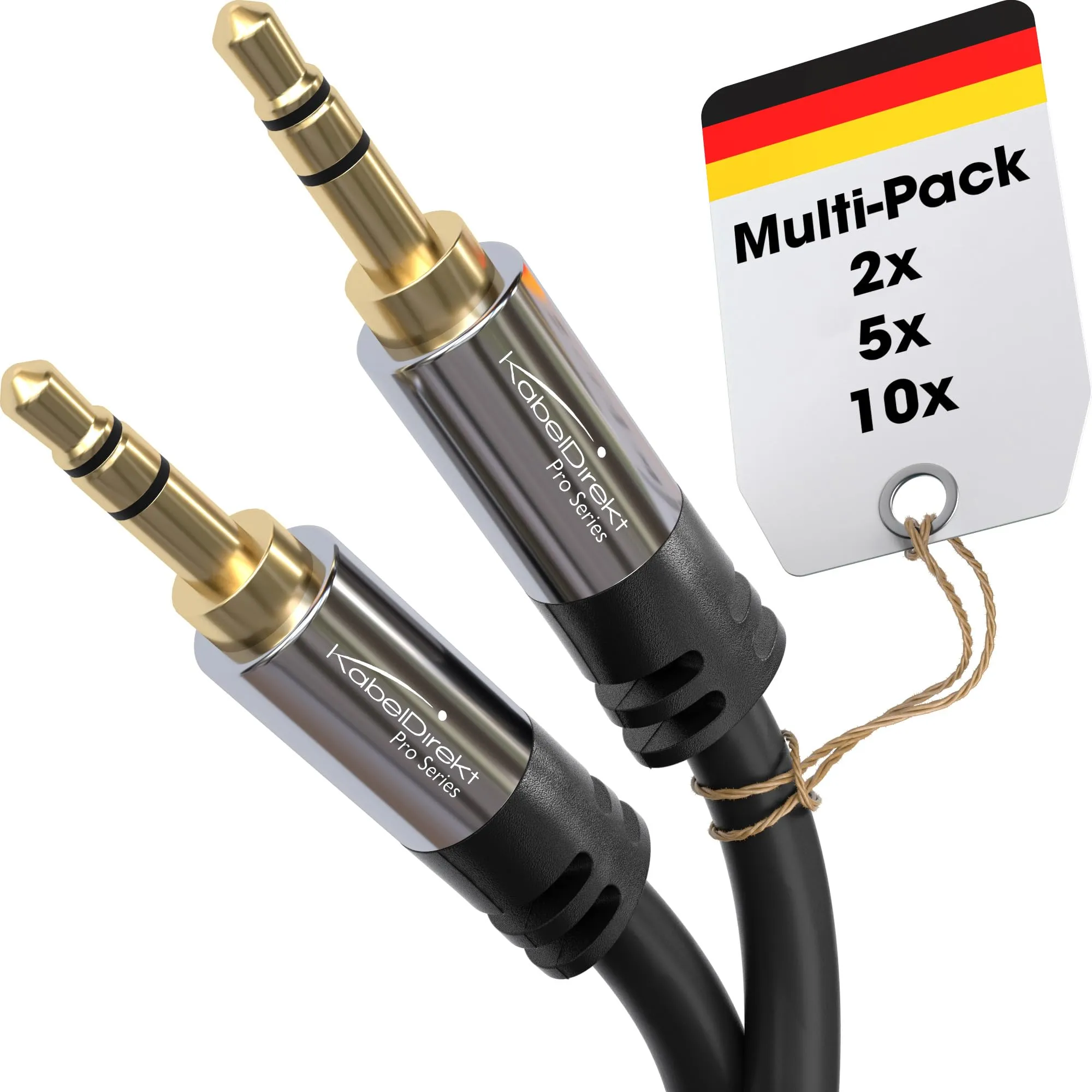 KabelDirekt Cavo Audio AUX Jack 3,5mm, 10x2m, Connettori in Metallo - immagine 1