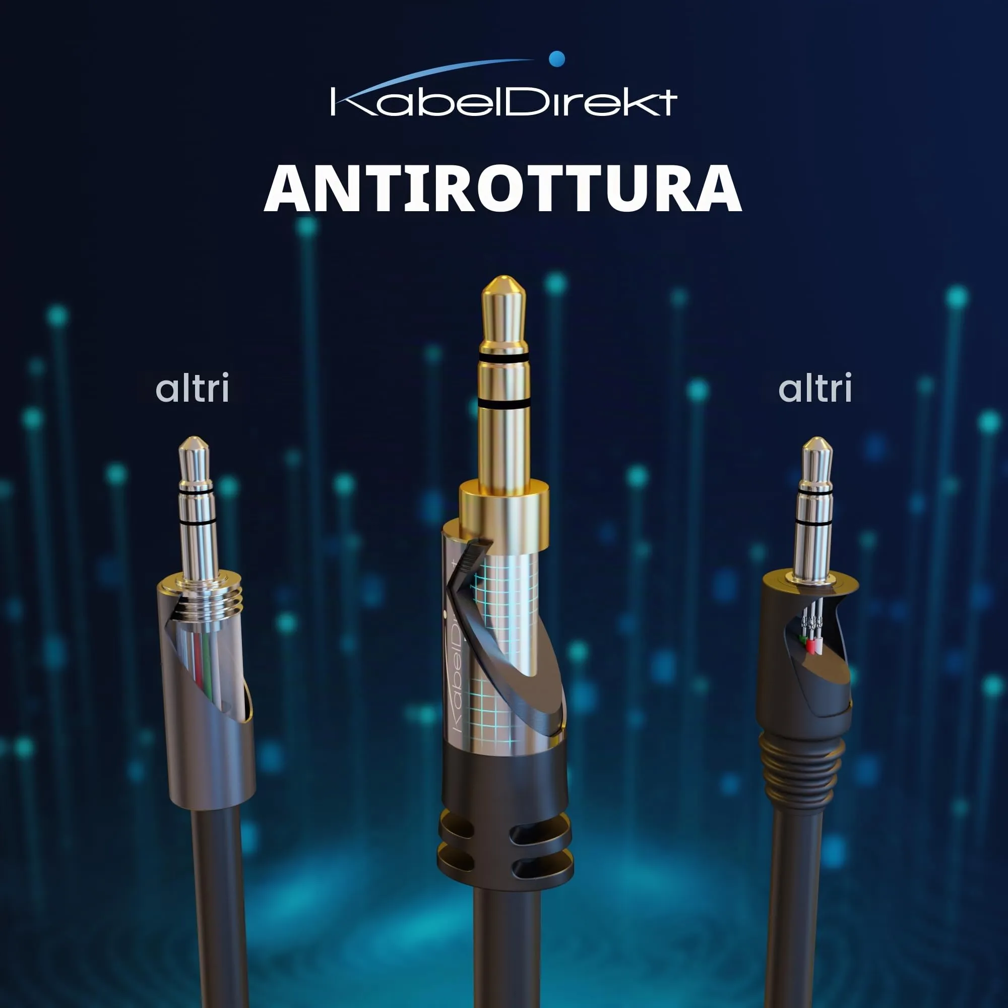 KabelDirekt Cavo Audio AUX Jack 3,5mm, 10x2m, Connettori in Metallo - immagine 2