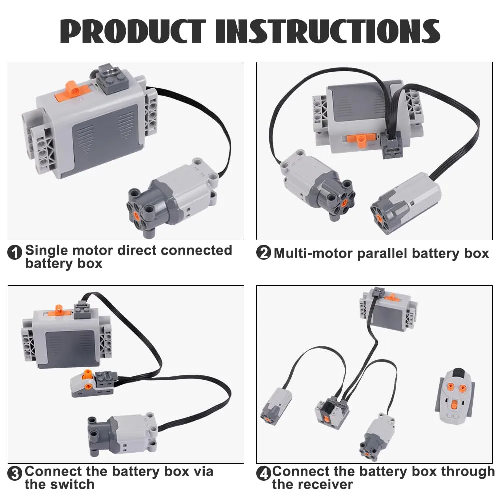 HOTUT Power Functions Kit 25 Pezzi con Servo Motore, Custodia Batteria e Telecomando a Infrarossi - immagine 6