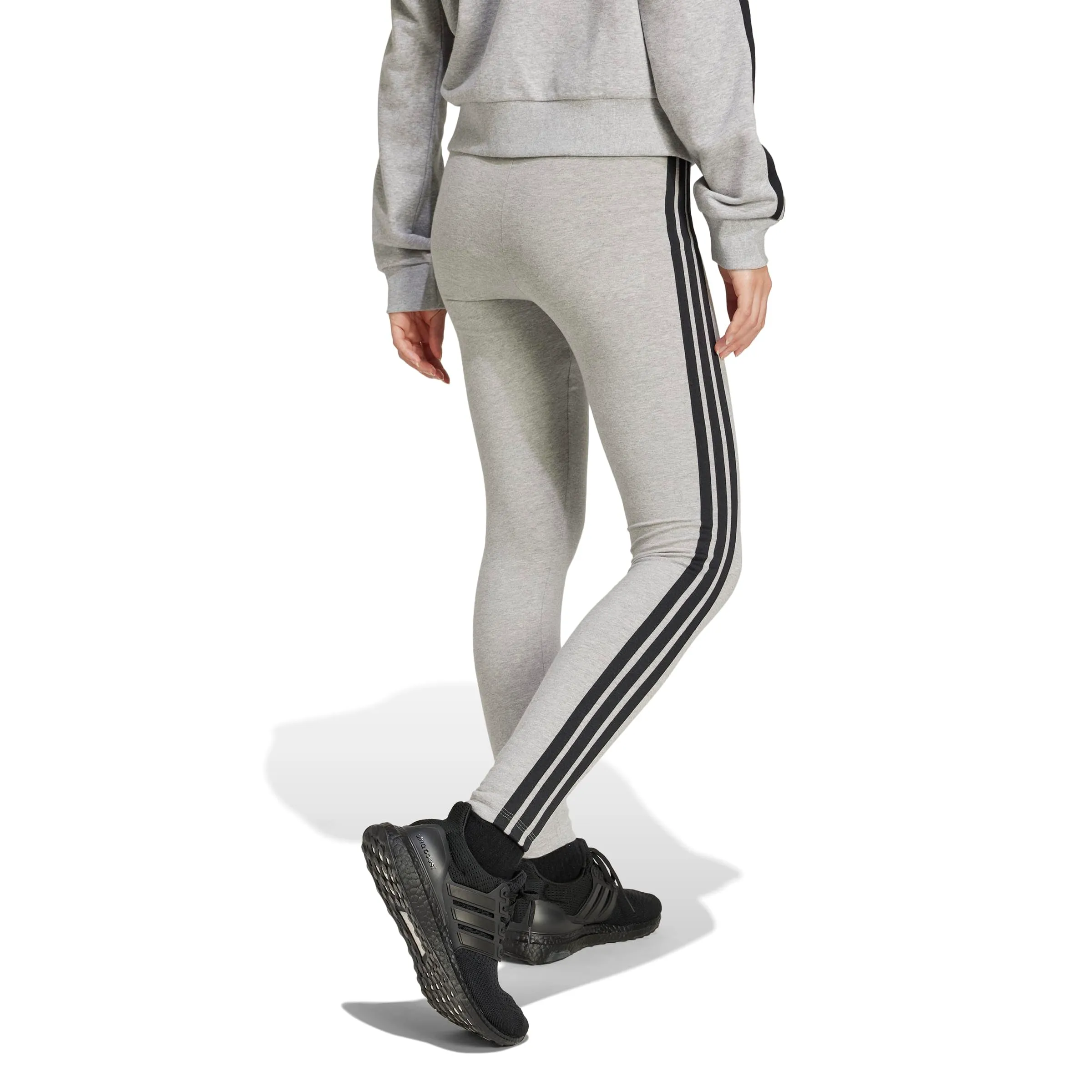 adidas Essentials 3-Stripes Cotton Leggings, Medium Grey Heather/Black, S - immagine 2