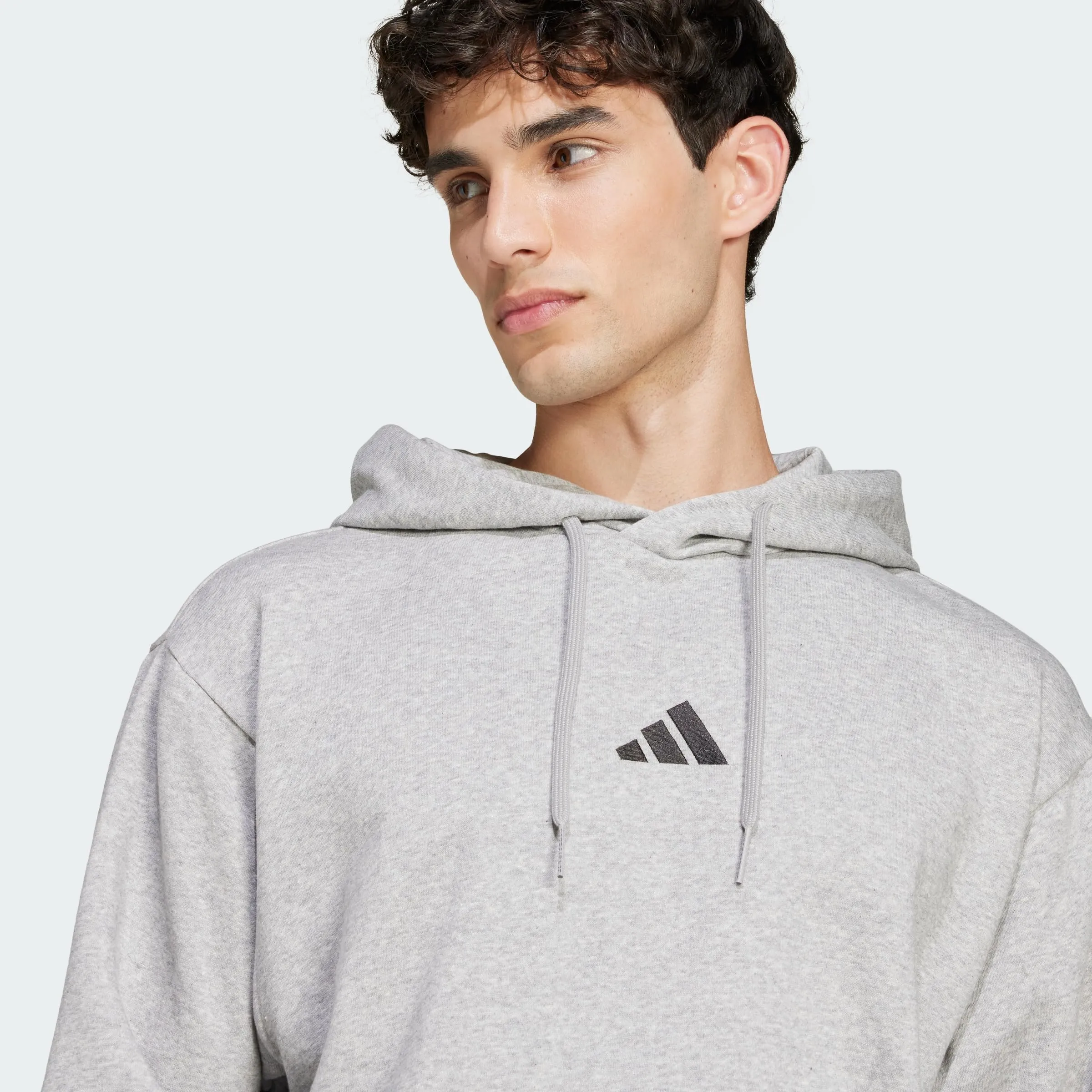 adidas Essentials Feelcozy Fleece Hoodie Sweatshirt - Medium Grey Heather/Black, M - immagine 2