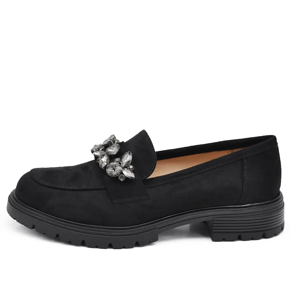 IF Mocassini Slip On Loafers Donna con Strass in Camoscio YL216 Beige N.41 - immagine 3