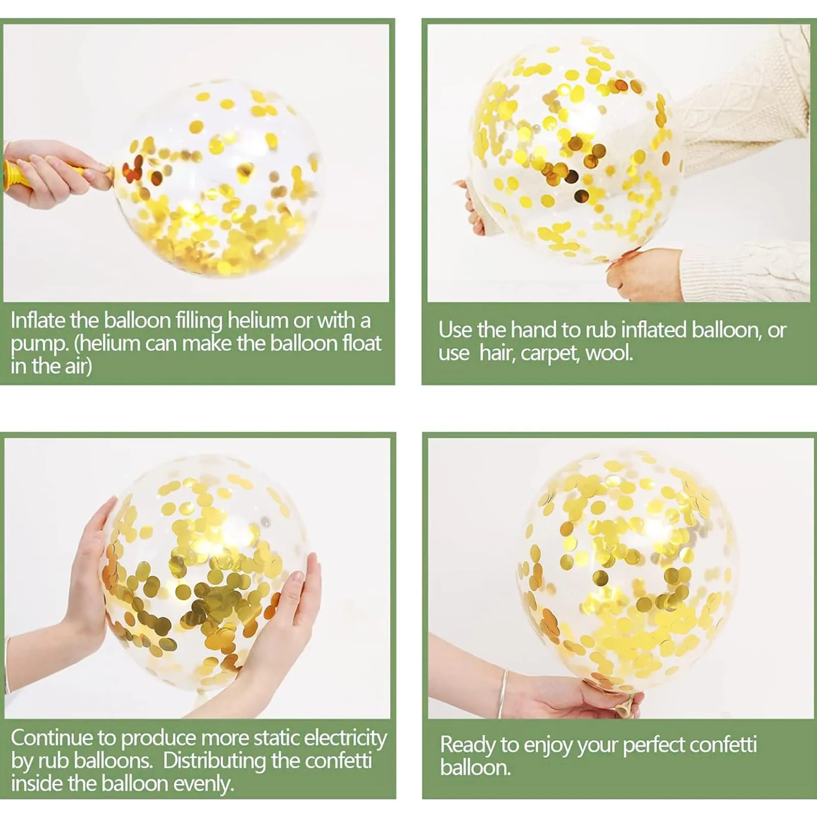 Balloon Garland Kit Arco Palloncini Verde Salvia e Oro, 110 Pezzi con Palloncini Coriandoli, 5-10-18 Pollici - immagine 5