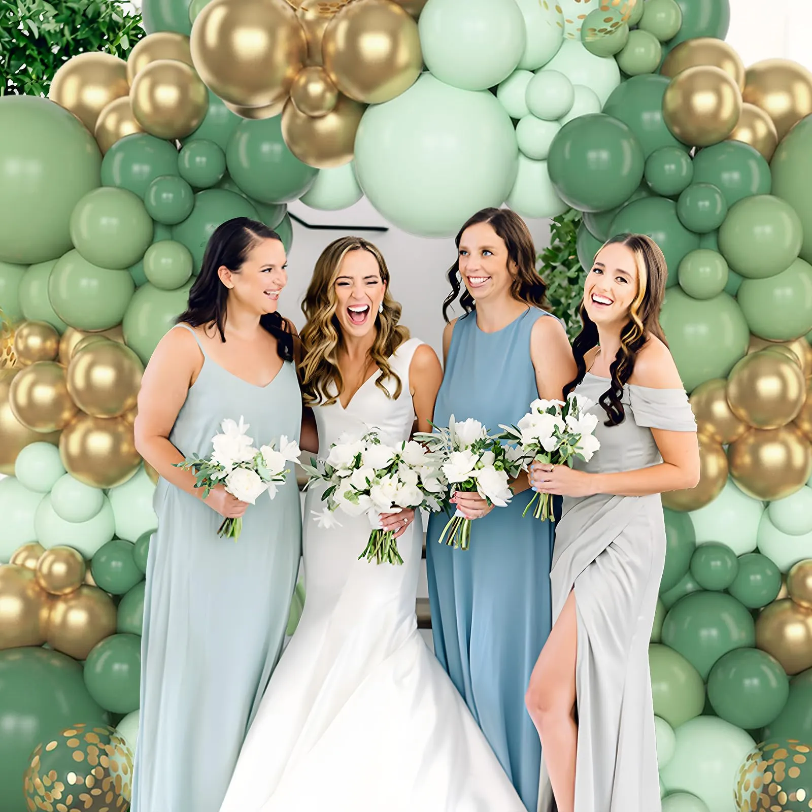 Balloon Garland Kit Arco Palloncini Verde Salvia e Oro, 110 Pezzi con Palloncini Coriandoli, 5-10-18 Pollici - immagine 9