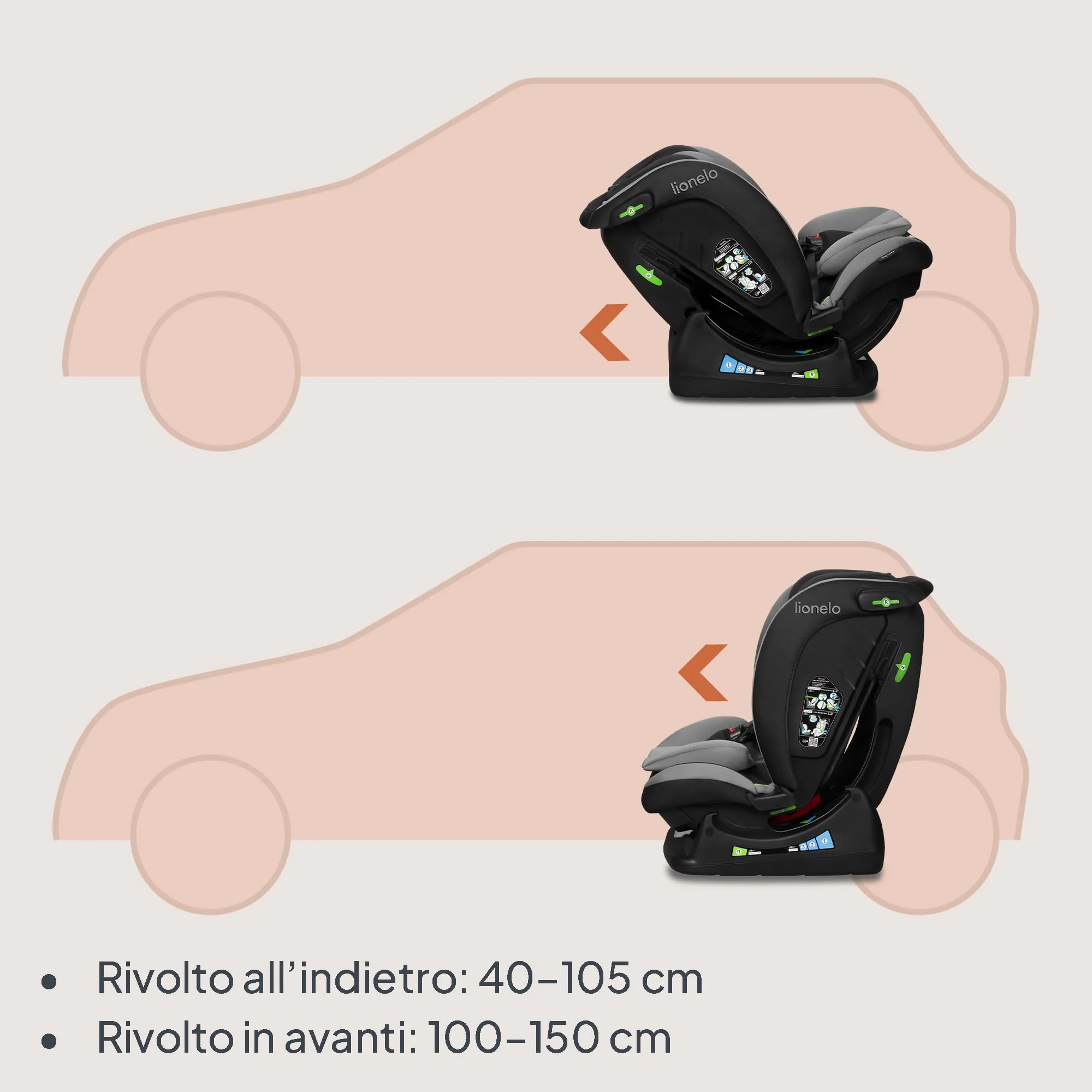 Lionelo Aart i-Size Seggiolino Auto Bambini 0-12 anni Norma R129 - immagine 5