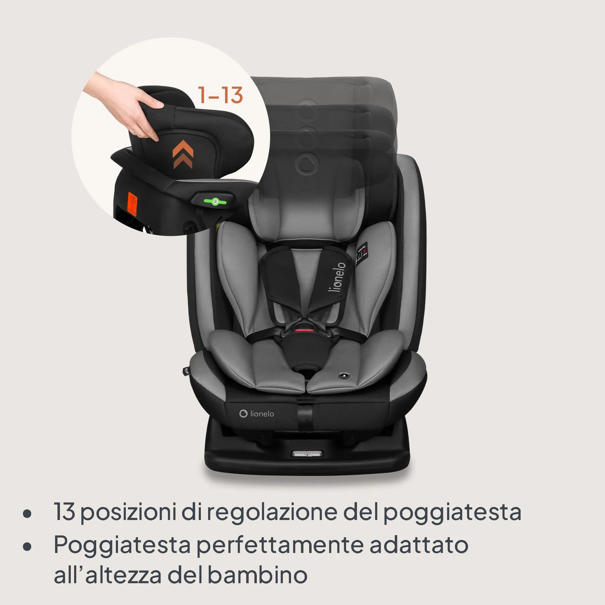 Lionelo Aart i-Size Seggiolino Auto Bambini 0-12 anni Norma R129 - immagine 8