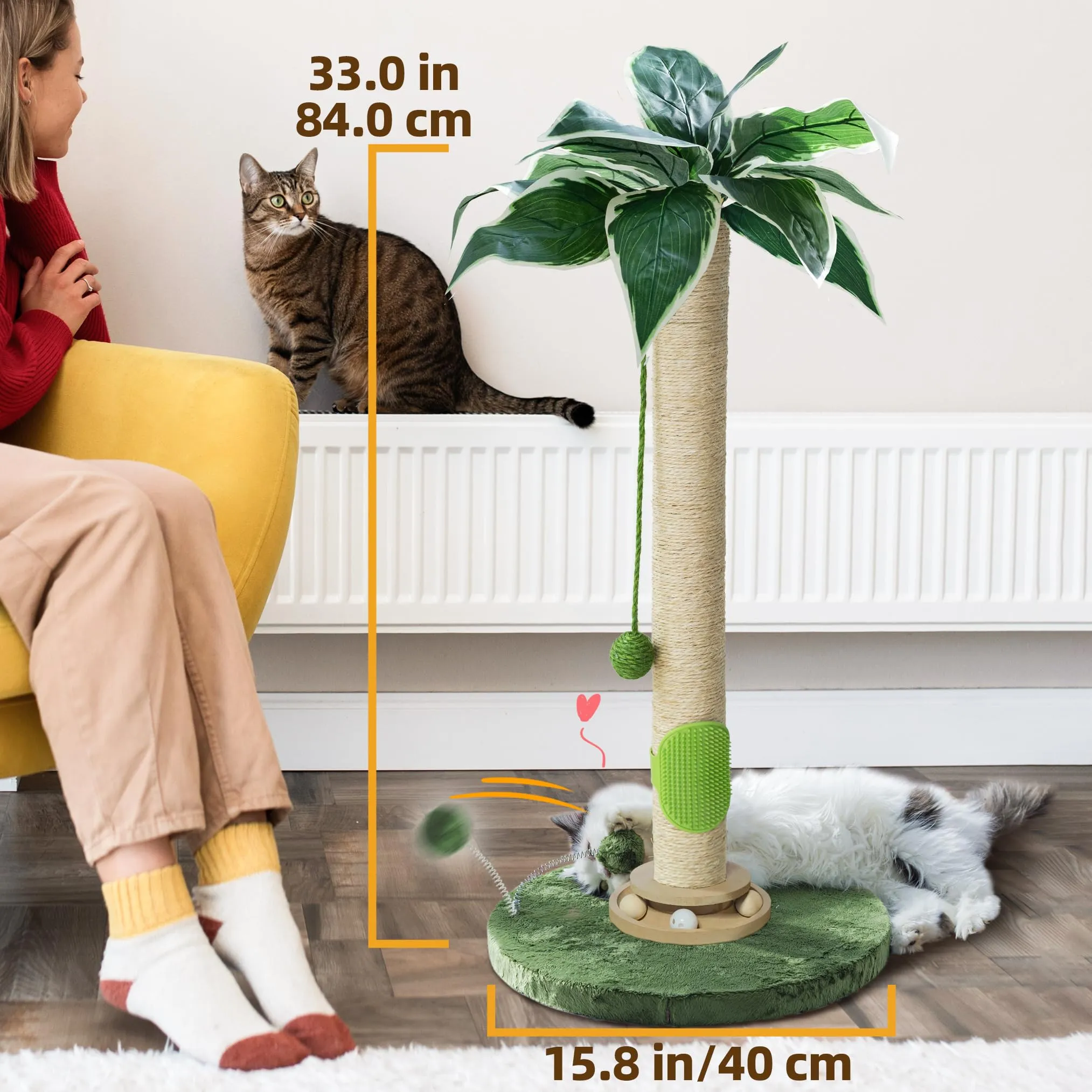 Fantasreen Tiragraffi per Gatti 88cm con Pista e Giocattoli - immagine 6