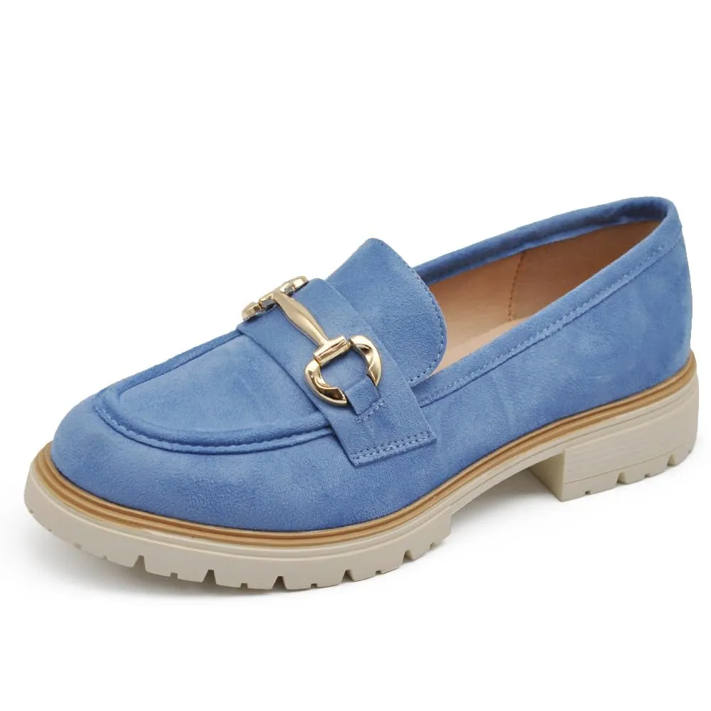 IF Mocassini Loafers Donna con Morsetto in Camoscio Blu Jeans YL209 N.40 - immagine 1