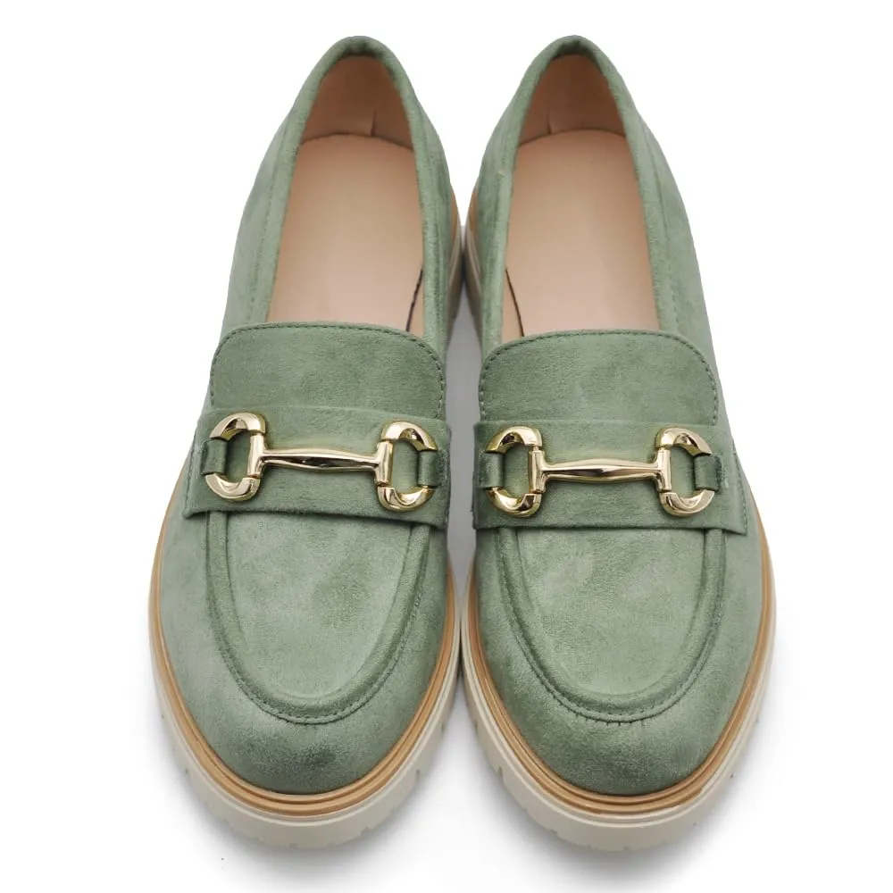 IF Mocassini Loafers Donna con Morsetto in Camoscio YL209 Verde N.39 - immagine 2