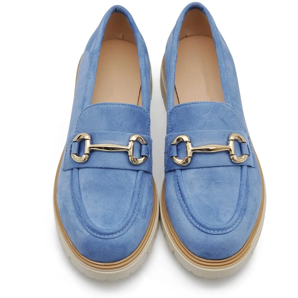 IF Mocassini Slip On Loafers Donna con Morsetto in Camoscio YL209 Blu Jeans N.37 - immagine 2