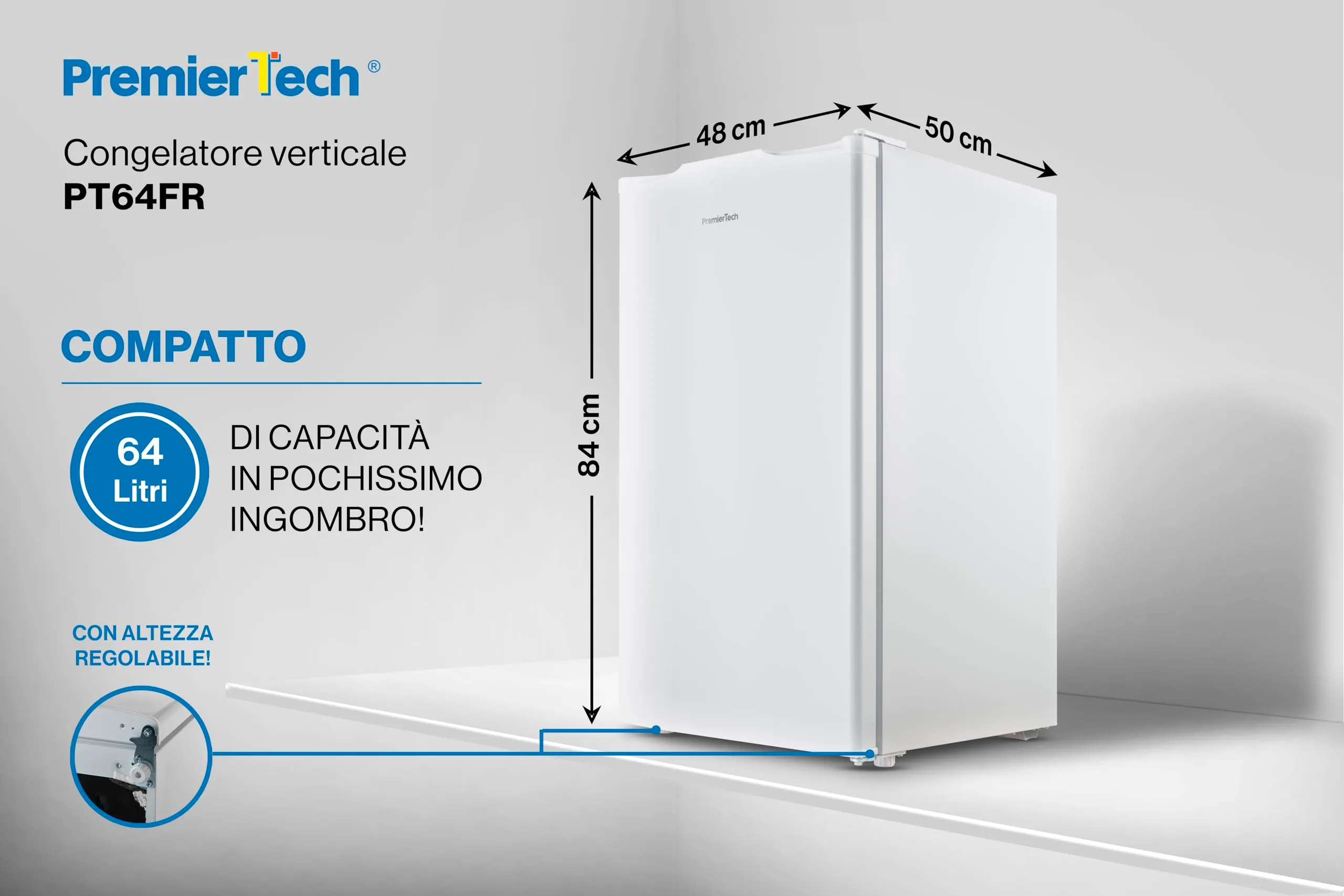 PremierTech Congelatore Verticale 64 Litri Bianco 3 Cassetti PT64FR - immagine 8