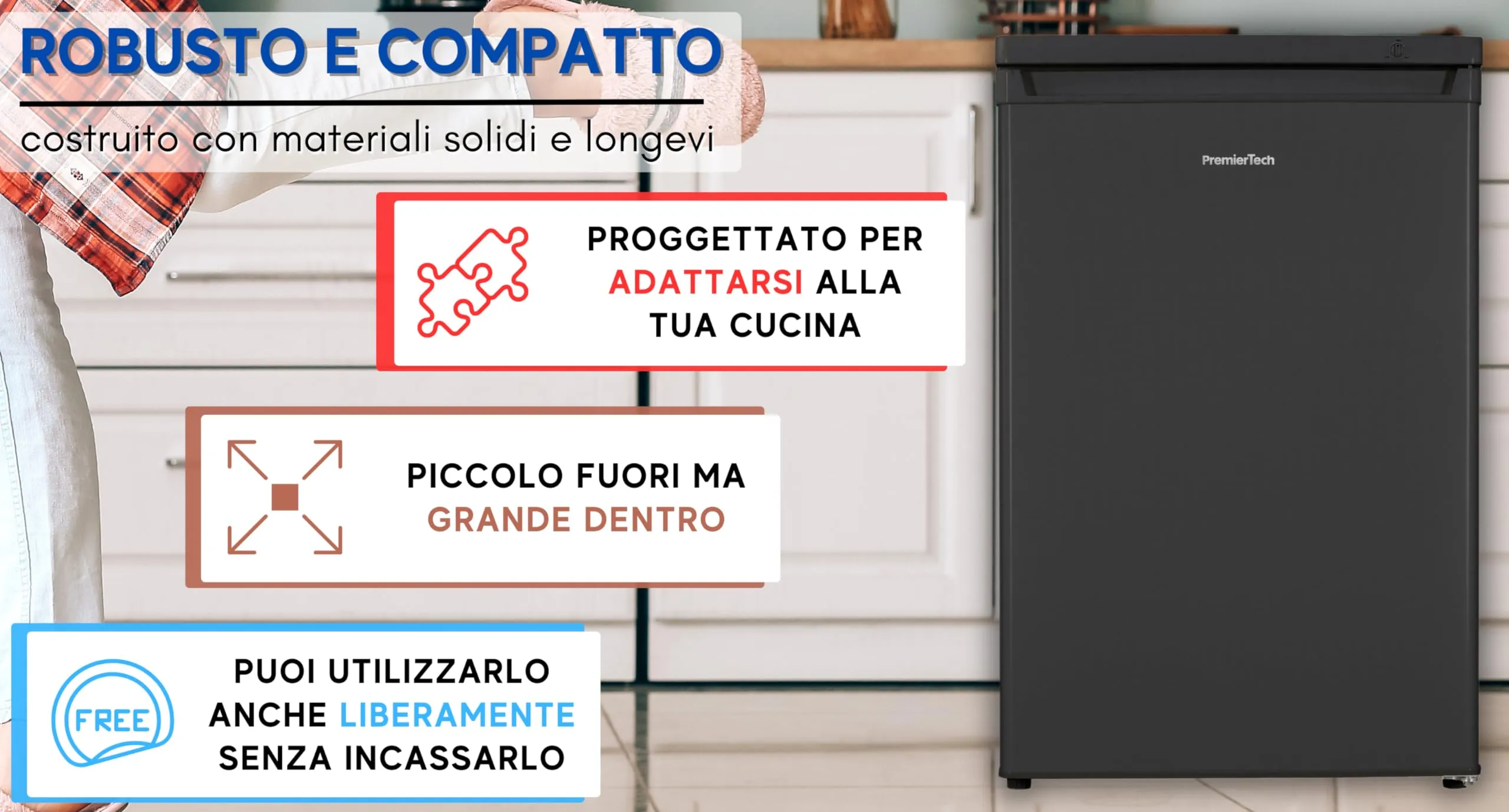 PremierTech Congelatore Verticale 91 Litri Nero 4 Cassetti PT91FRB - immagine 6