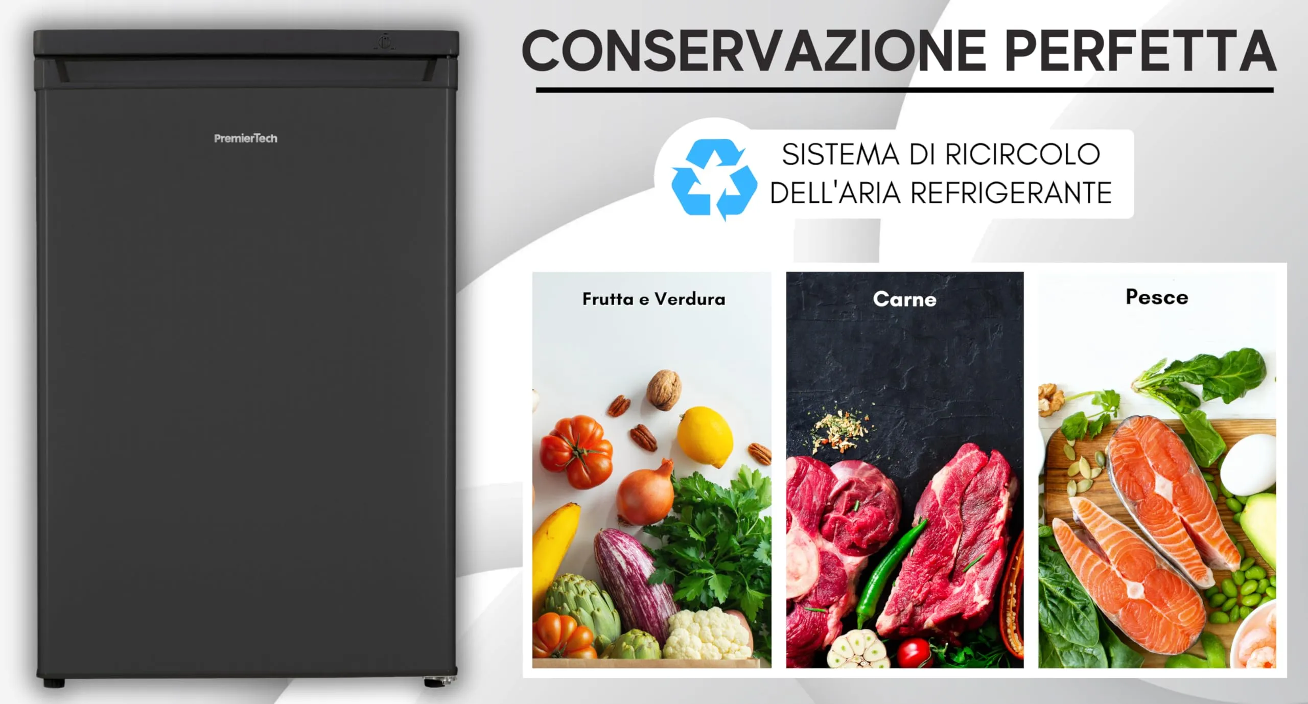 PremierTech Congelatore Verticale 91 Litri Nero 4 Cassetti PT91FRB - immagine 7