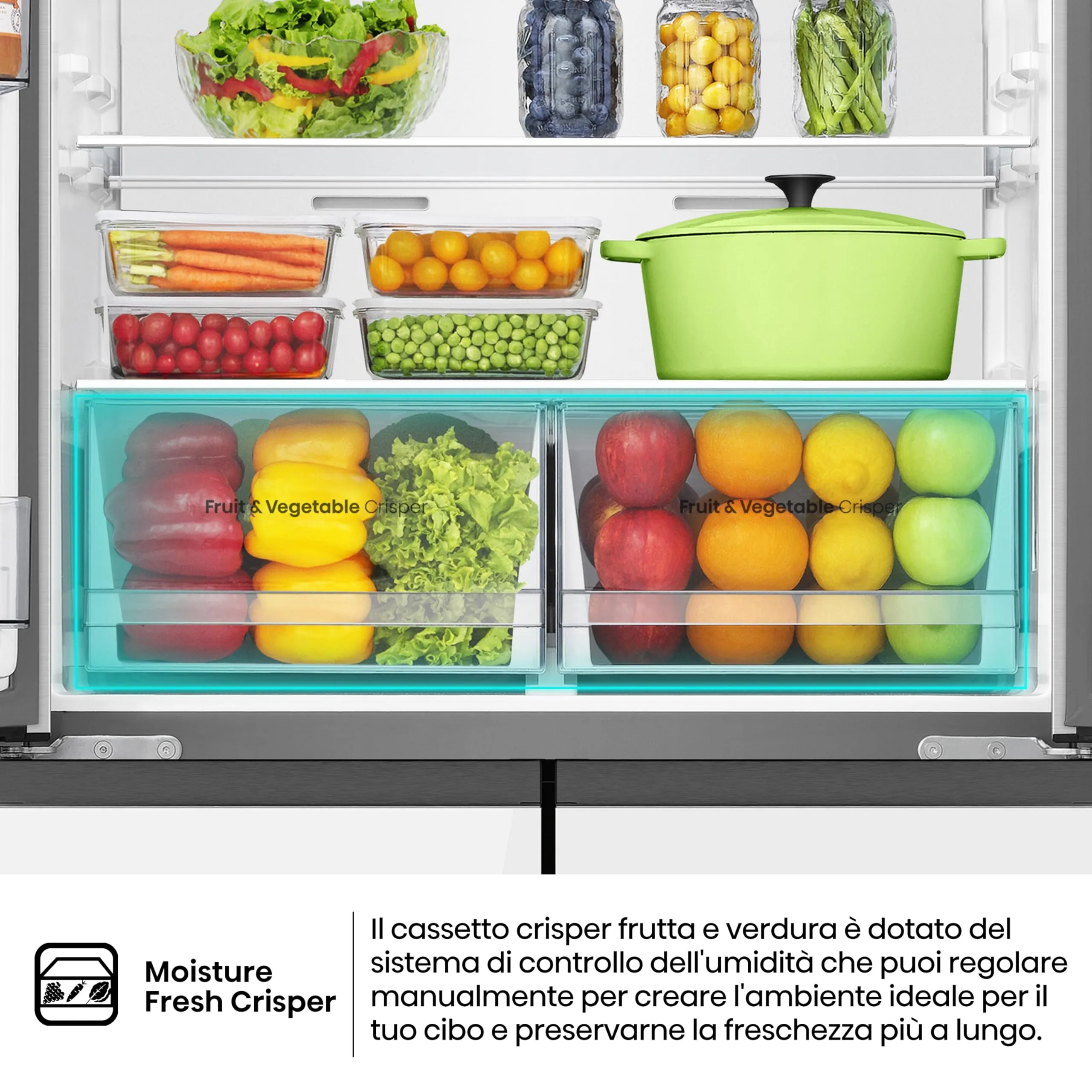 Hisense RQ5P470SETE Frigorifero Americano Quattro Porte Classe E Vetro Bianco Total No Frost WiFi Metal Cooling Zona Convertibile Dispenser Acqua Motore Inverter - immagine 6