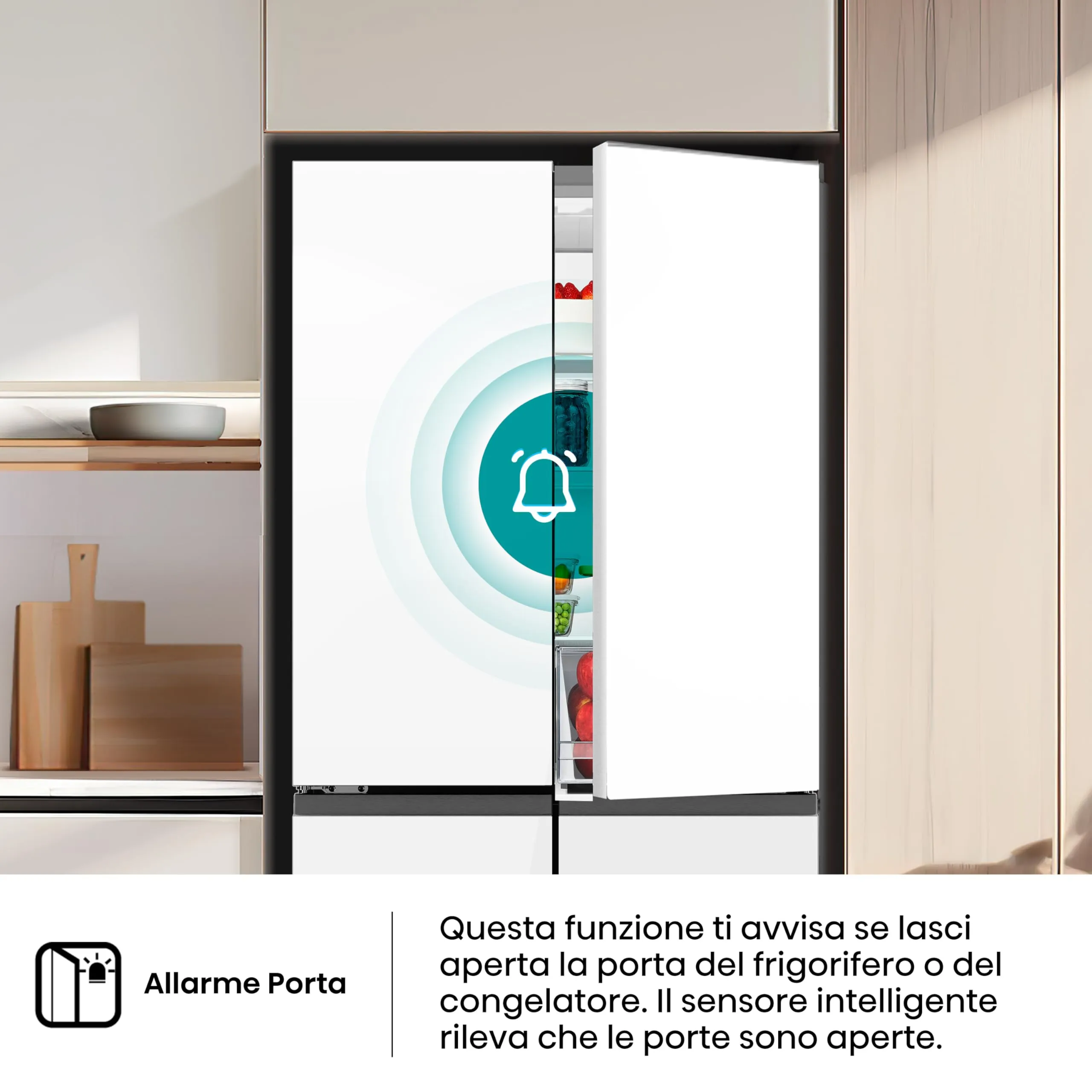 Hisense RQ5P470SETE Frigorifero Americano Quattro Porte Classe E Vetro Bianco Total No Frost WiFi Metal Cooling Zona Convertibile Dispenser Acqua Motore Inverter - immagine 9