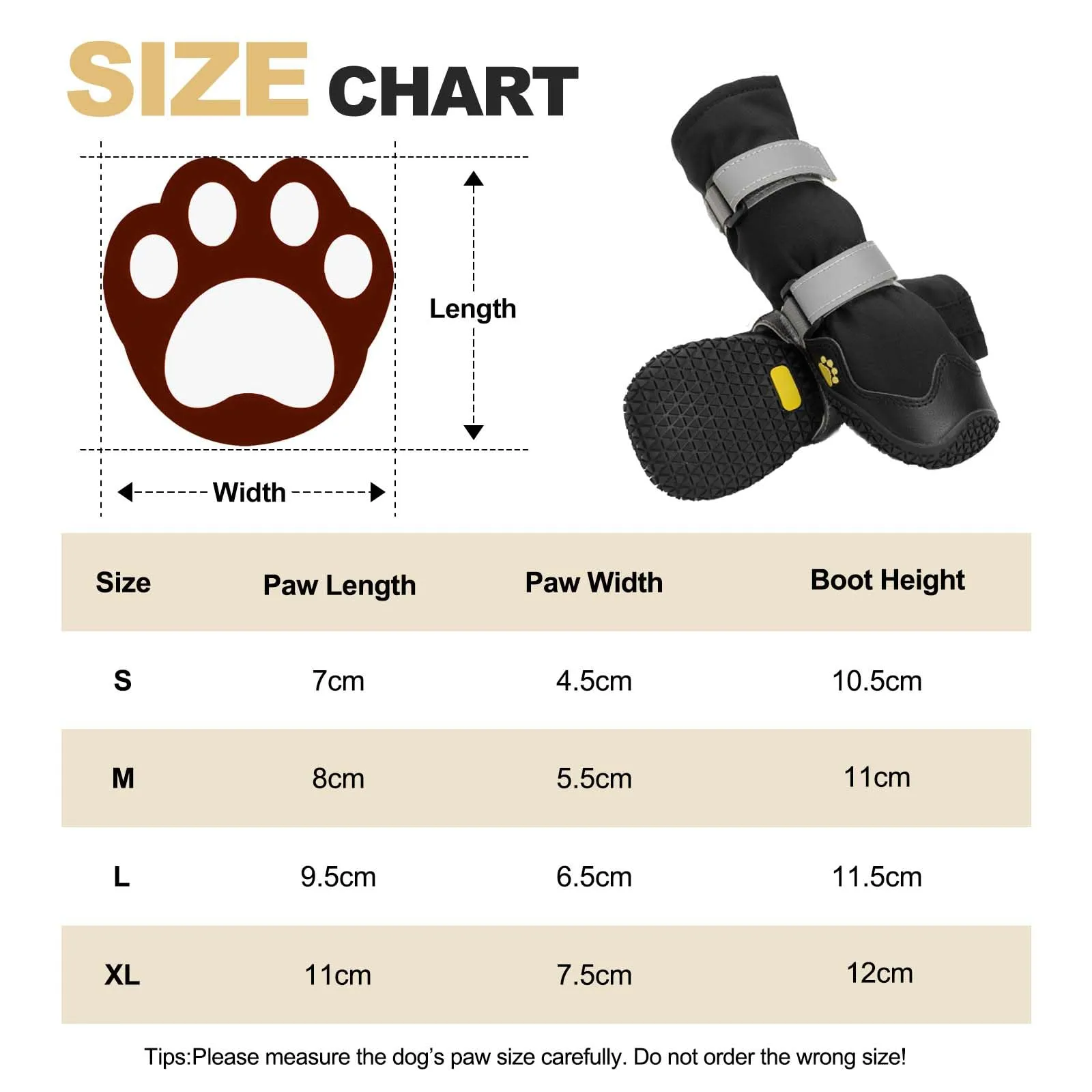 OHCOZZY Scarpette Antiscivolo Impermeabili per Cani con Cinghie Riflettenti, Nero, S, 4 Pezzi - immagine 3