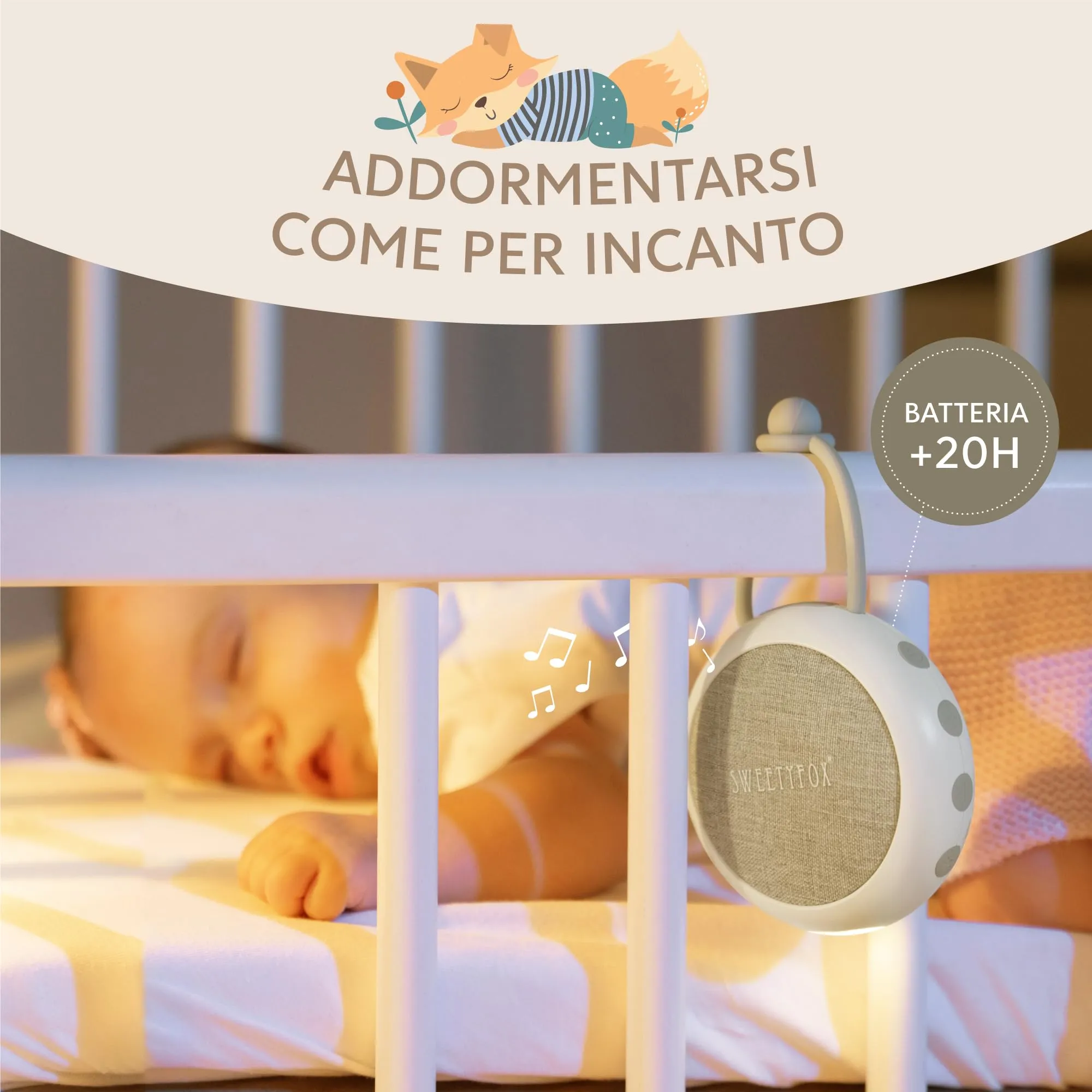 Sweety Fox Macchina Rumore Bianco Neonato con Luce Notturna, Bianco - immagine 3
