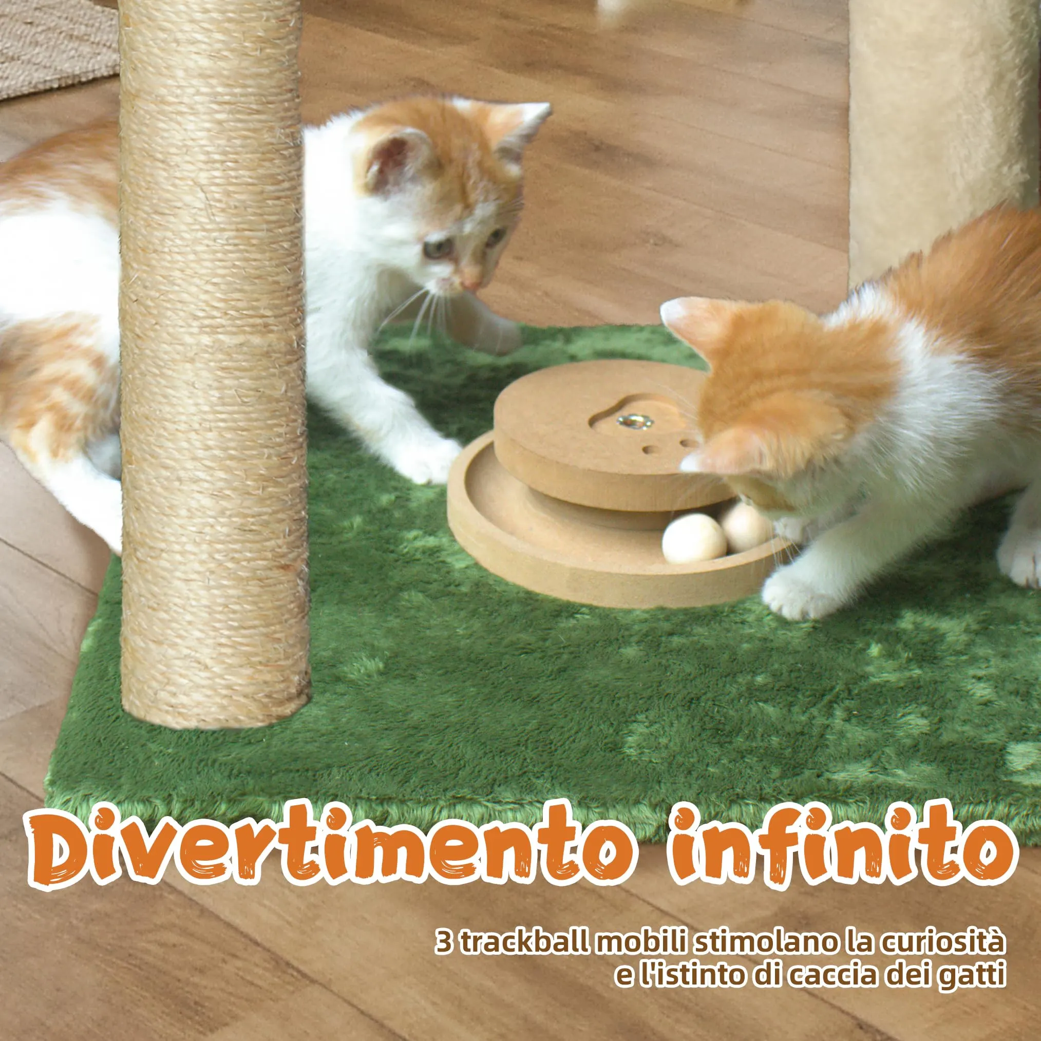 Fantasreen Tiragraffi per Gatti 70cm con Amaca e Gioco in Legno - immagine 3