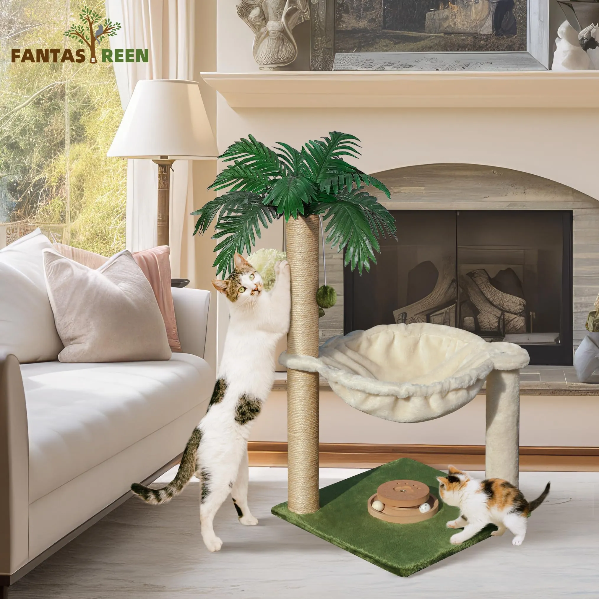 Fantasreen Tiragraffi per Gatti 70cm con Amaca e Gioco in Legno - immagine 6