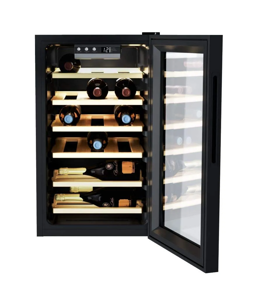 Candy DiVino CWC 021 ELSP/NF Cantinetta Vino, 21 Bottiglie, App hOn con Tecnologia Vivino, Ripiani in Legno, Monozona, 39 dB, Classe G, 40x55x70 cm, Nero - immagine 2