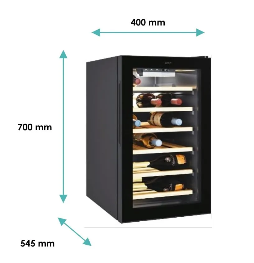 Candy DiVino CWC 021 ELSP/NF Cantinetta Vino, 21 Bottiglie, App hOn con Tecnologia Vivino, Ripiani in Legno, Monozona, 39 dB, Classe G, 40x55x70 cm, Nero - immagine 3