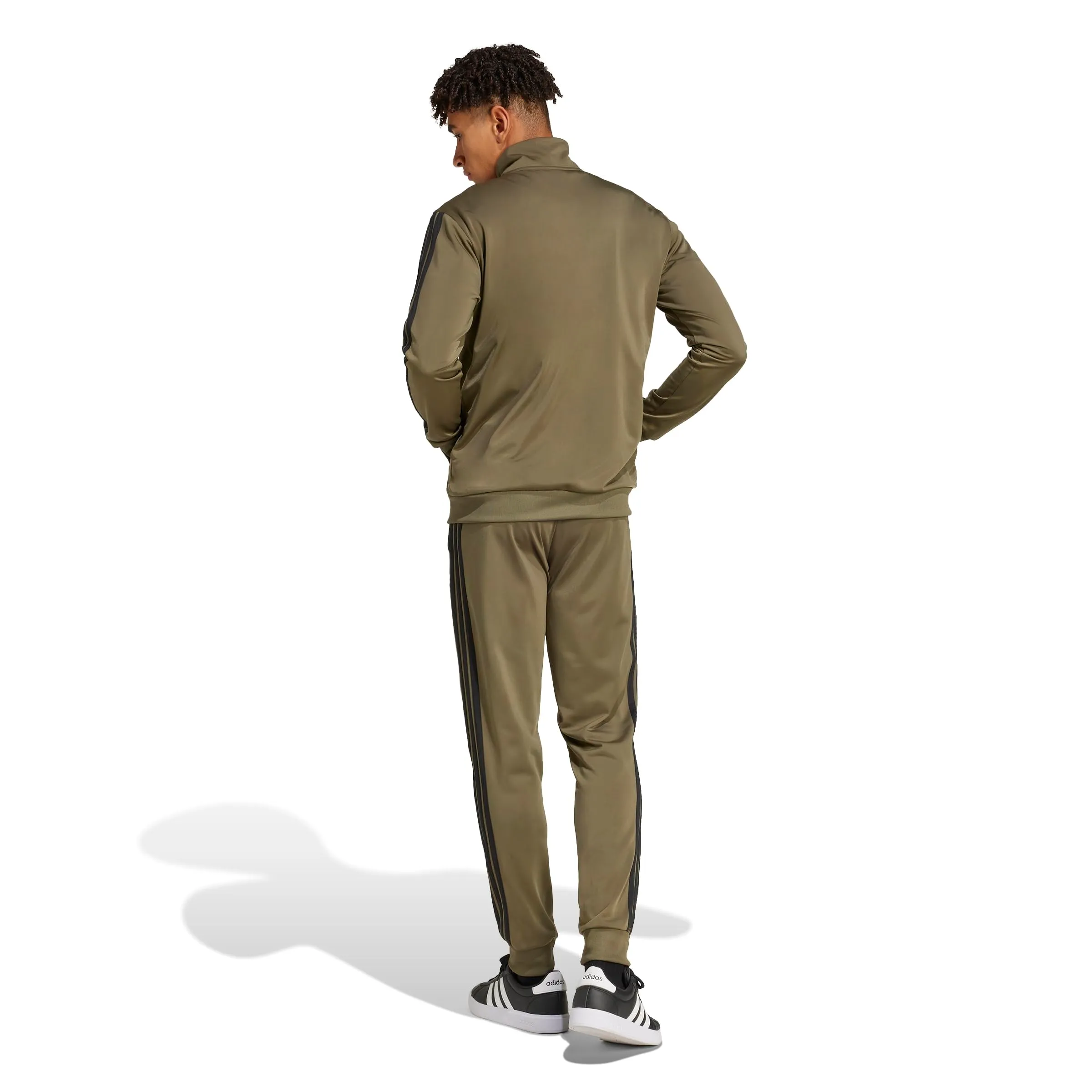adidas Tuta da uomo in tricot con 3 strisce, Taglia M, Verde Oliva - immagine 3