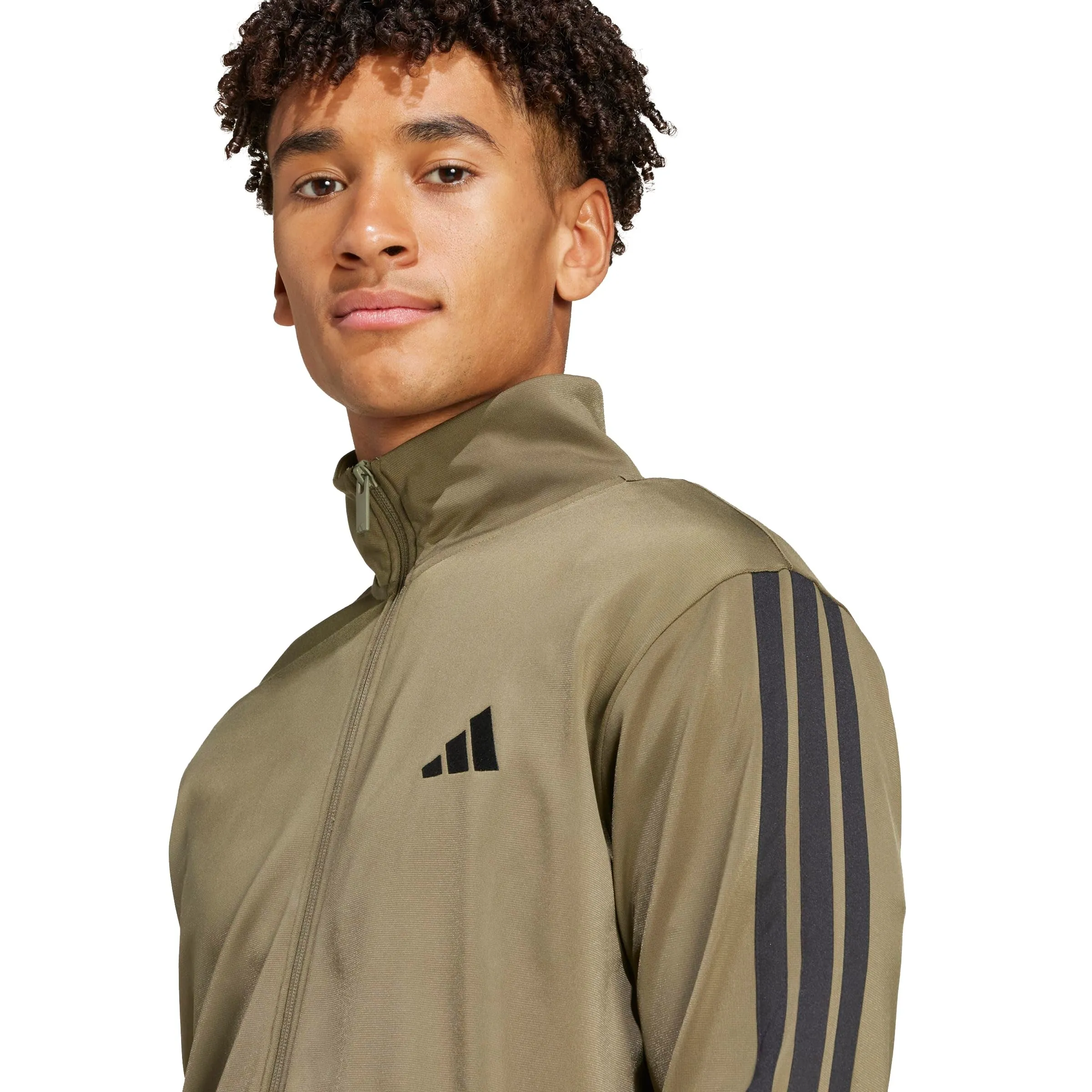 adidas Tuta da uomo in tricot con 3 strisce, Taglia M, Verde Oliva - immagine 7